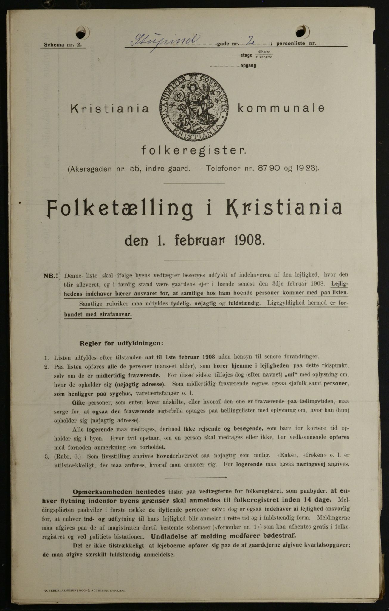 OBA, Kommunal folketelling 1.2.1908 for Kristiania kjøpstad, 1908, s. 94015