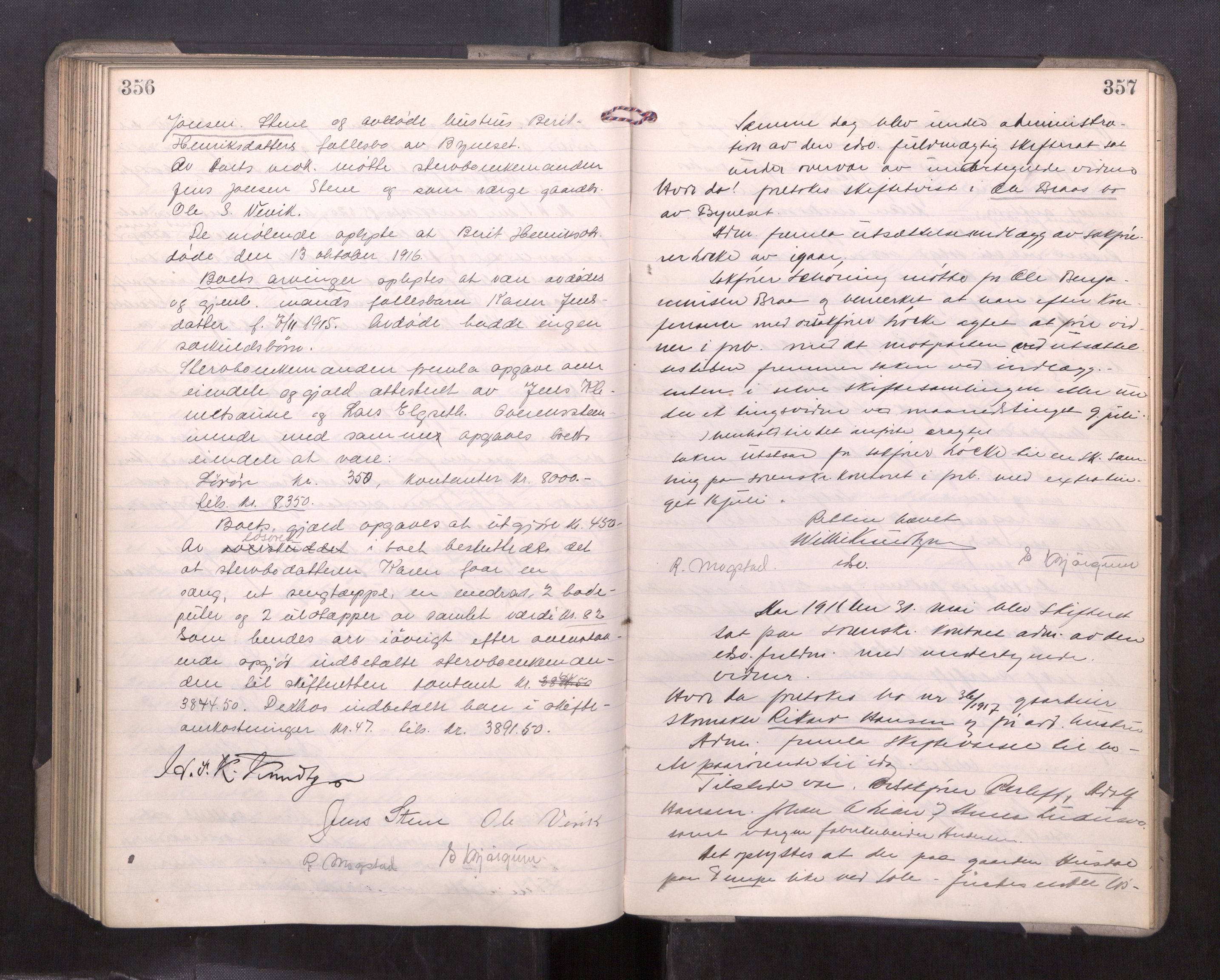 Strinda og Selbu sorenskriveri, AV/SAT-A-0015/3/3B/L0012: Skifteforhandlingsprot. 12, 1915-1919, s. 356-357