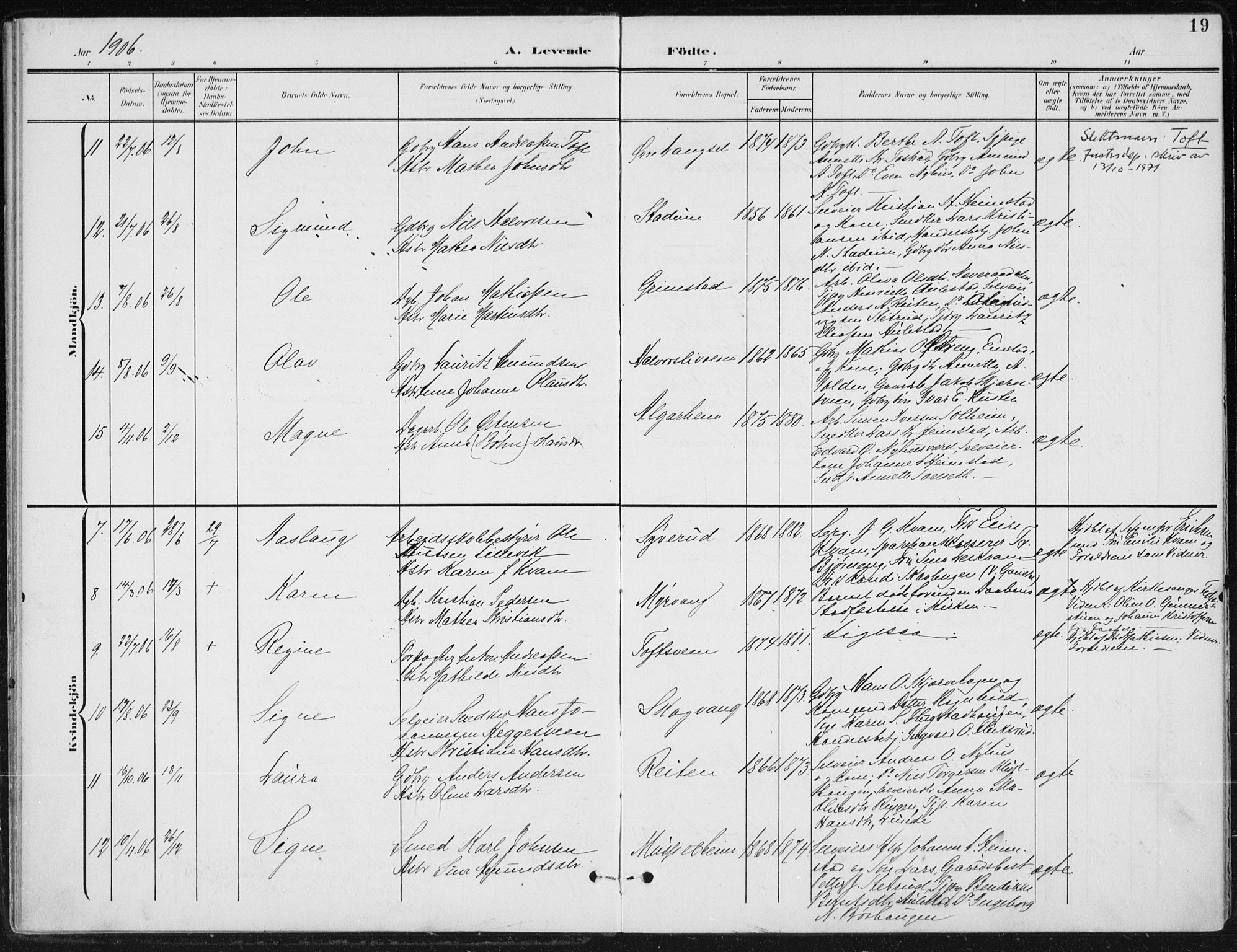 Østre Gausdal prestekontor, AV/SAH-PREST-092/H/Ha/Haa/L0005: Ministerialbok nr. 5, 1902-1920, s. 19