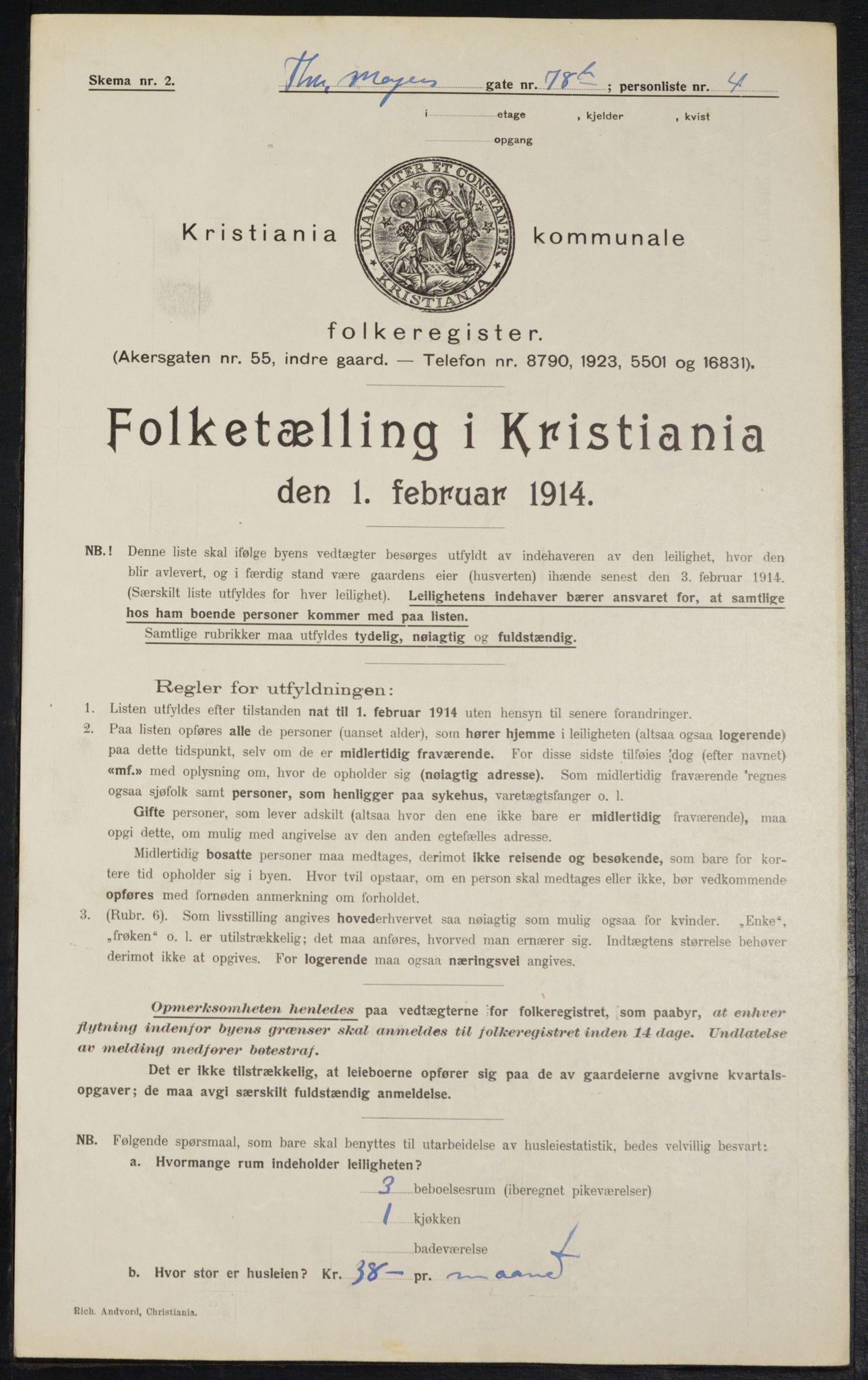 OBA, Kommunal folketelling 1.2.1914 for Kristiania, 1914, s. 111912