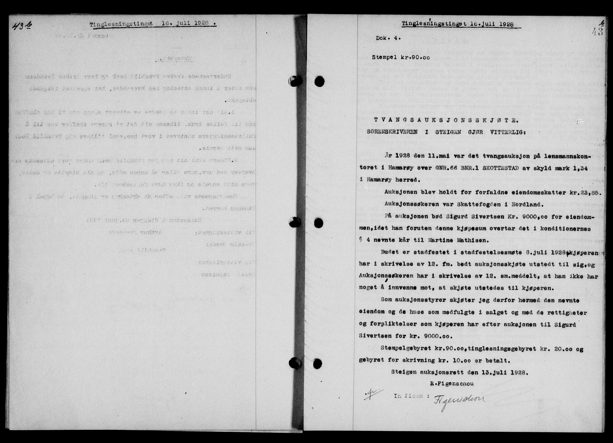 Steigen og Ofoten sorenskriveri, SAT/A-0030/1/2/2C/L0015/0002: Pantebok nr. 16 og 17-I, 1927-1928, Tingl.dato: 16.07.1928