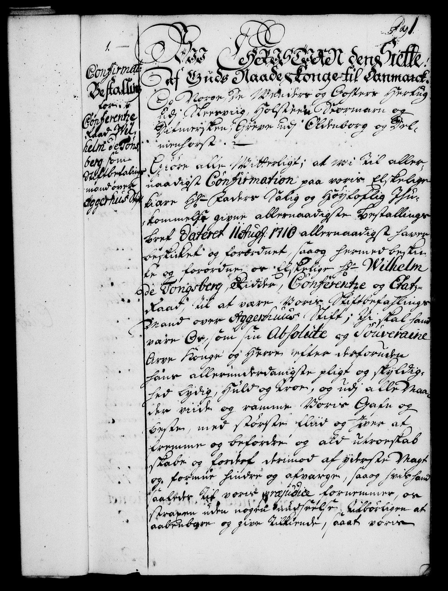 Rentekammeret, Kammerkanselliet, RA/EA-3111/G/Gg/Ggg/L0001: Norsk konfirmasjonsbestallingsprotokoll med register (merket RK 53.31), 1731-1737, s. 1