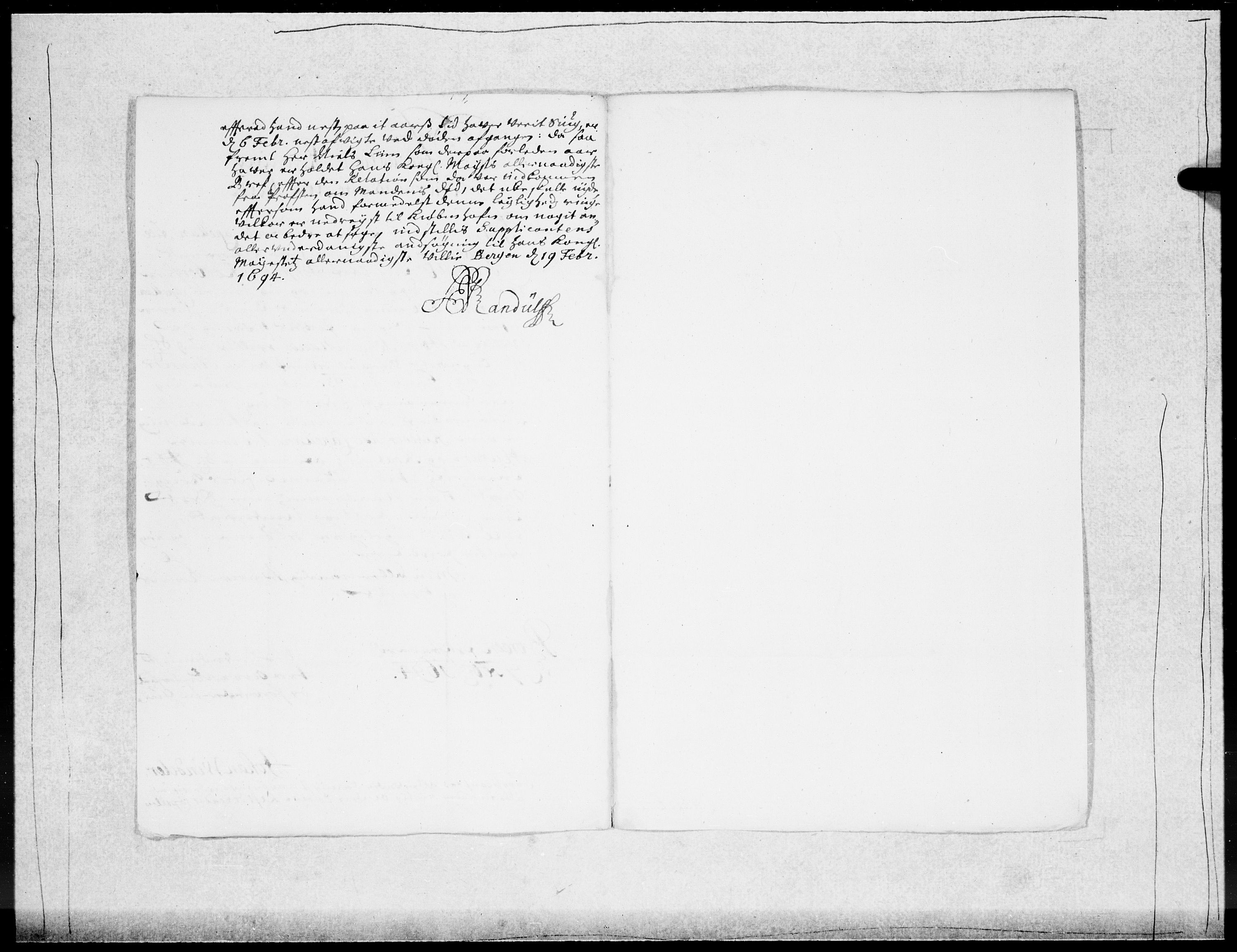 Danske Kanselli 1572-1799, AV/RA-EA-3023/F/Fc/Fcc/Fcca/L0046: Norske innlegg 1572-1799, 1693-1695, s. 165