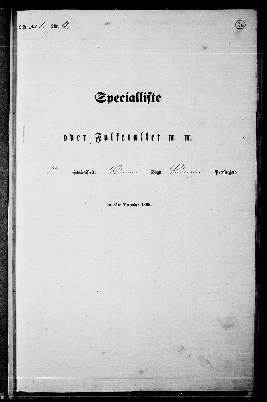 RA, Folketelling 1865 for 0226P Sørum prestegjeld, 1865, s. 24