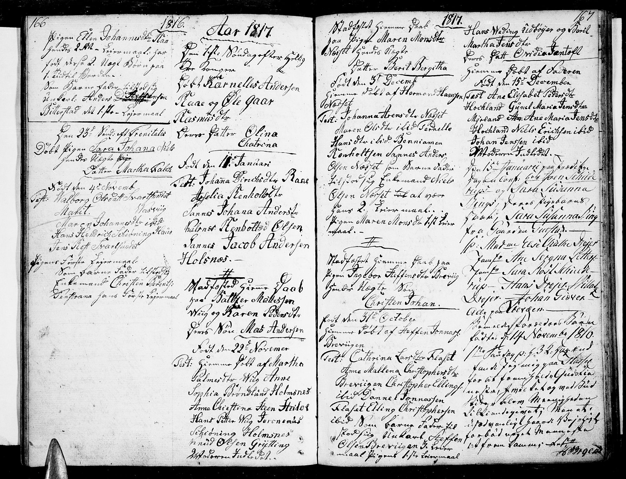 Ministerialprotokoller, klokkerbøker og fødselsregistre - Nordland, AV/SAT-A-1459/888/L1235: Ministerialbok nr. 888A04 /1, 1812-1820, s. 166-167