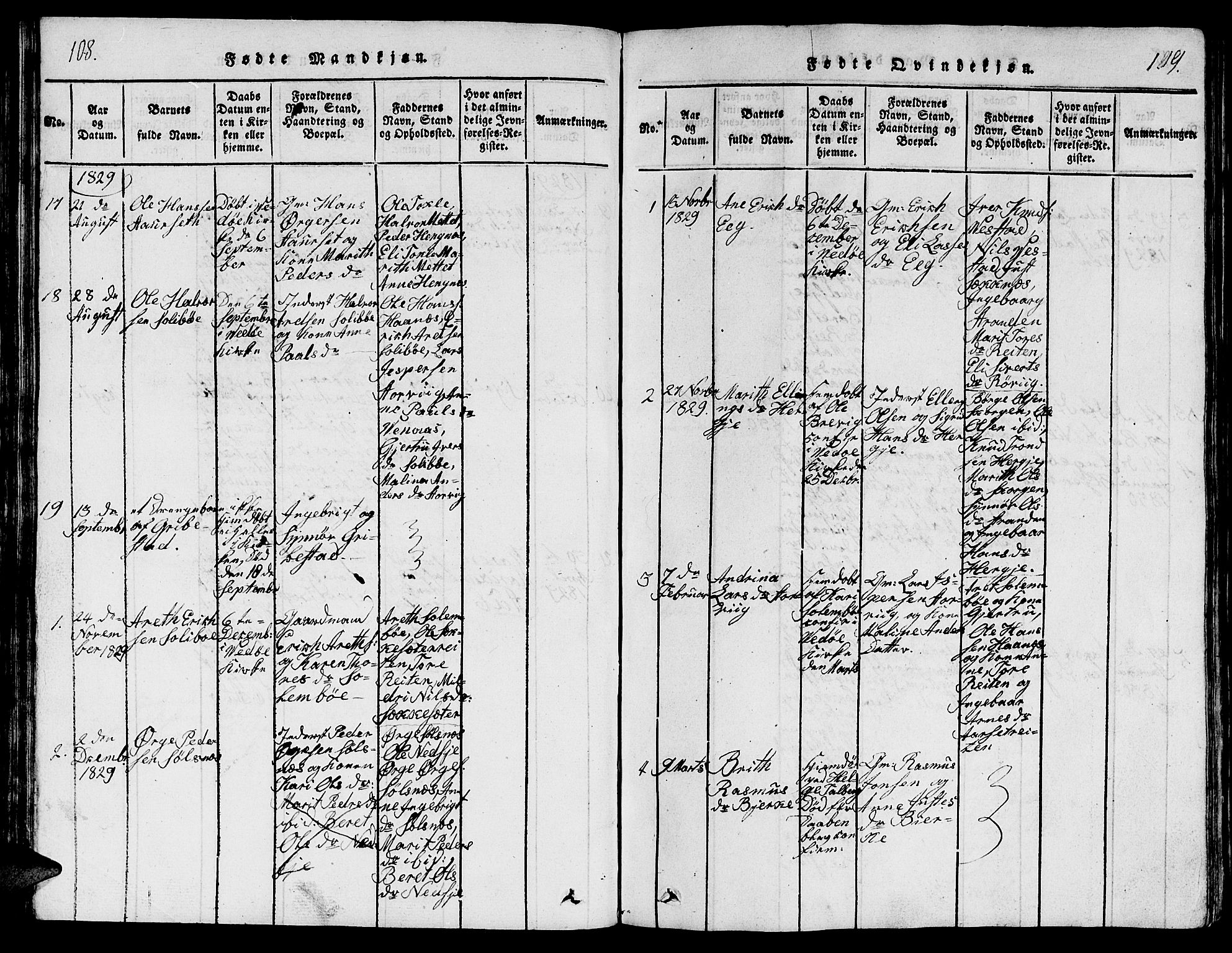 Ministerialprotokoller, klokkerbøker og fødselsregistre - Møre og Romsdal, AV/SAT-A-1454/547/L0610: Klokkerbok nr. 547C01, 1818-1839, s. 108-109