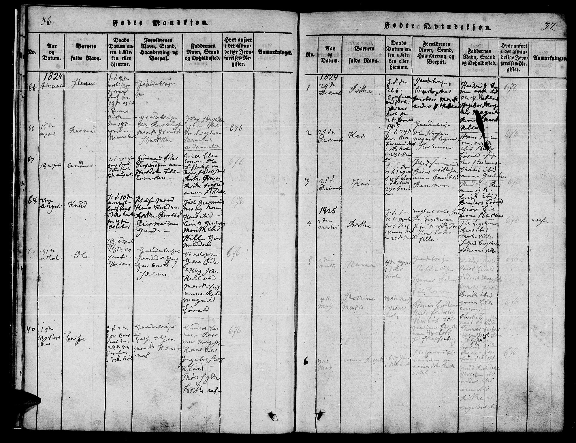 Ministerialprotokoller, klokkerbøker og fødselsregistre - Møre og Romsdal, AV/SAT-A-1454/539/L0528: Ministerialbok nr. 539A01, 1818-1847, s. 36-37