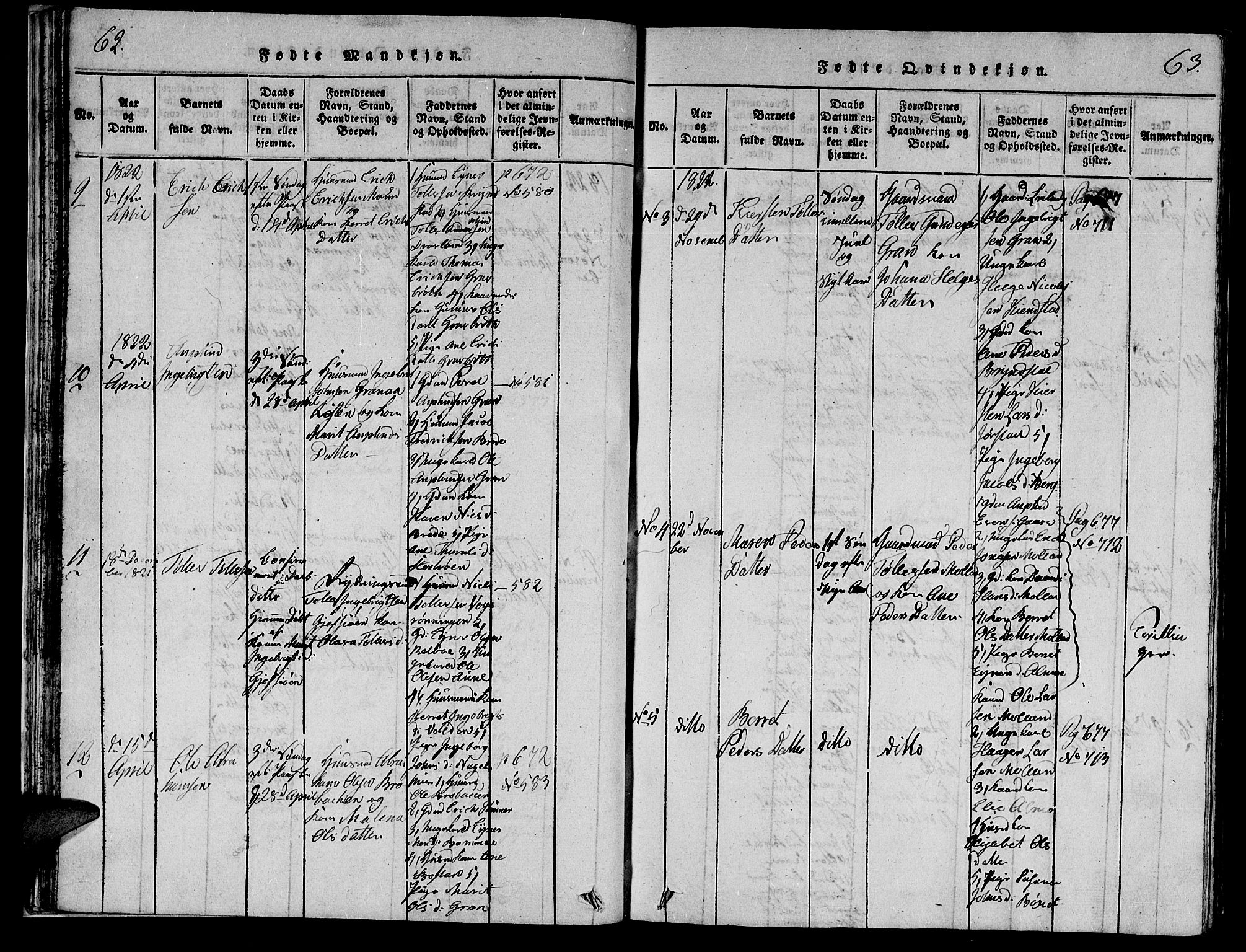 Ministerialprotokoller, klokkerbøker og fødselsregistre - Nord-Trøndelag, SAT/A-1458/749/L0479: Klokkerbok nr. 749C01, 1817-1829, s. 62-63