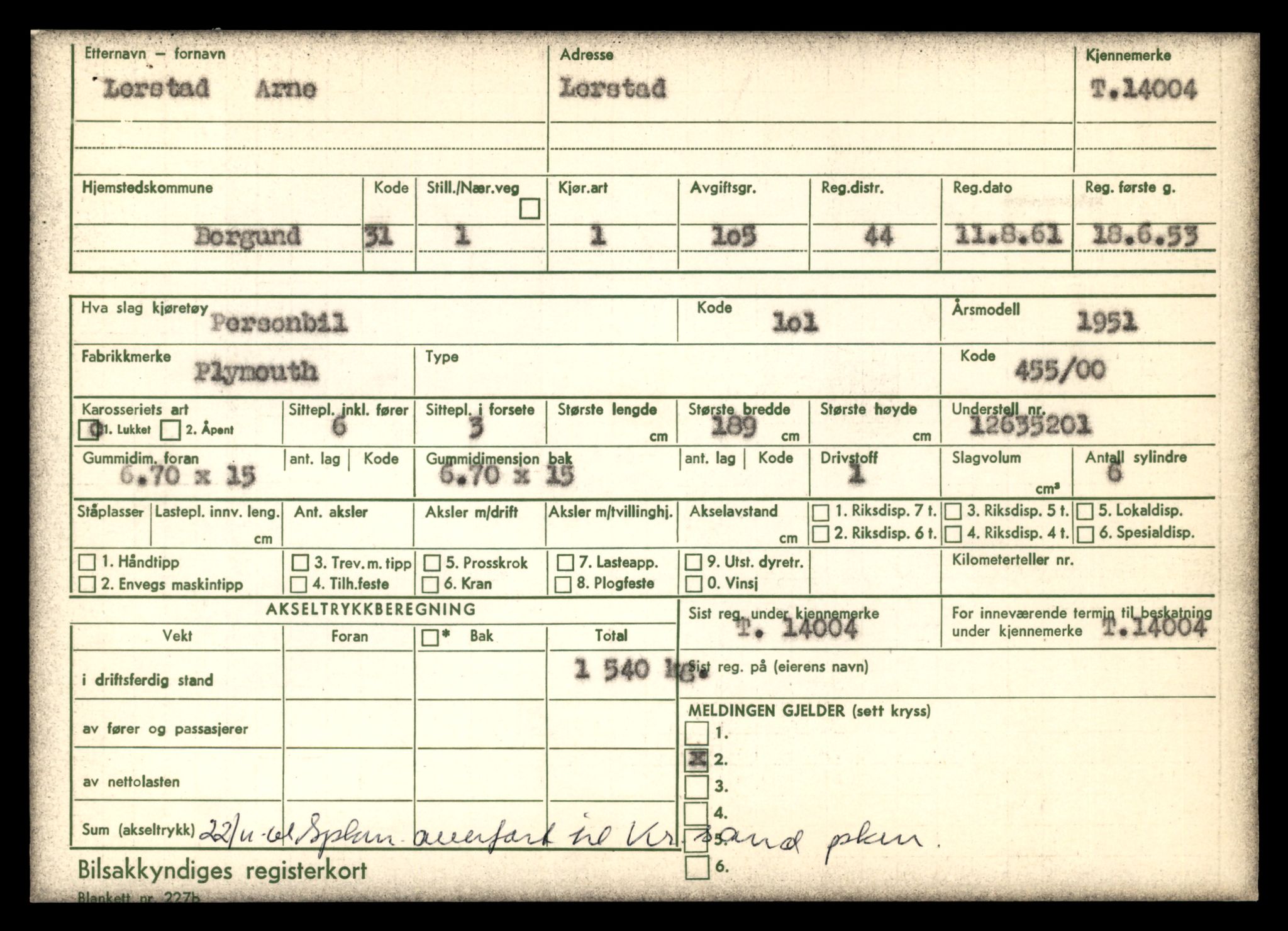 Møre og Romsdal vegkontor - Ålesund trafikkstasjon, AV/SAT-A-4099/F/Fe/L0042: Registreringskort for kjøretøy T 13906 - T 14079, 1927-1998, s. 1331