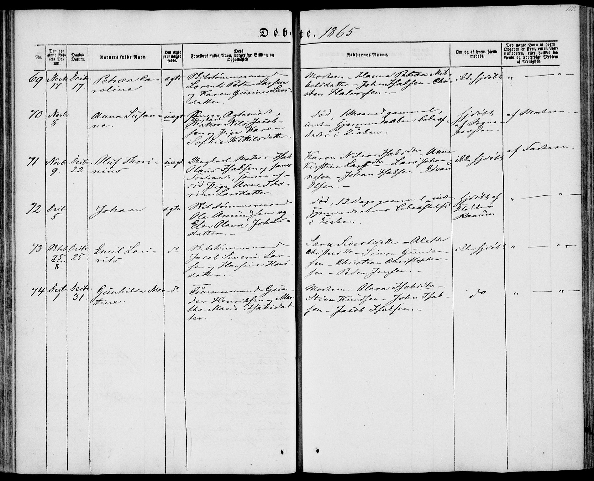 Brevik kirkebøker, AV/SAKO-A-255/F/Fa/L0005: Ministerialbok nr. 5, 1847-1865, s. 112