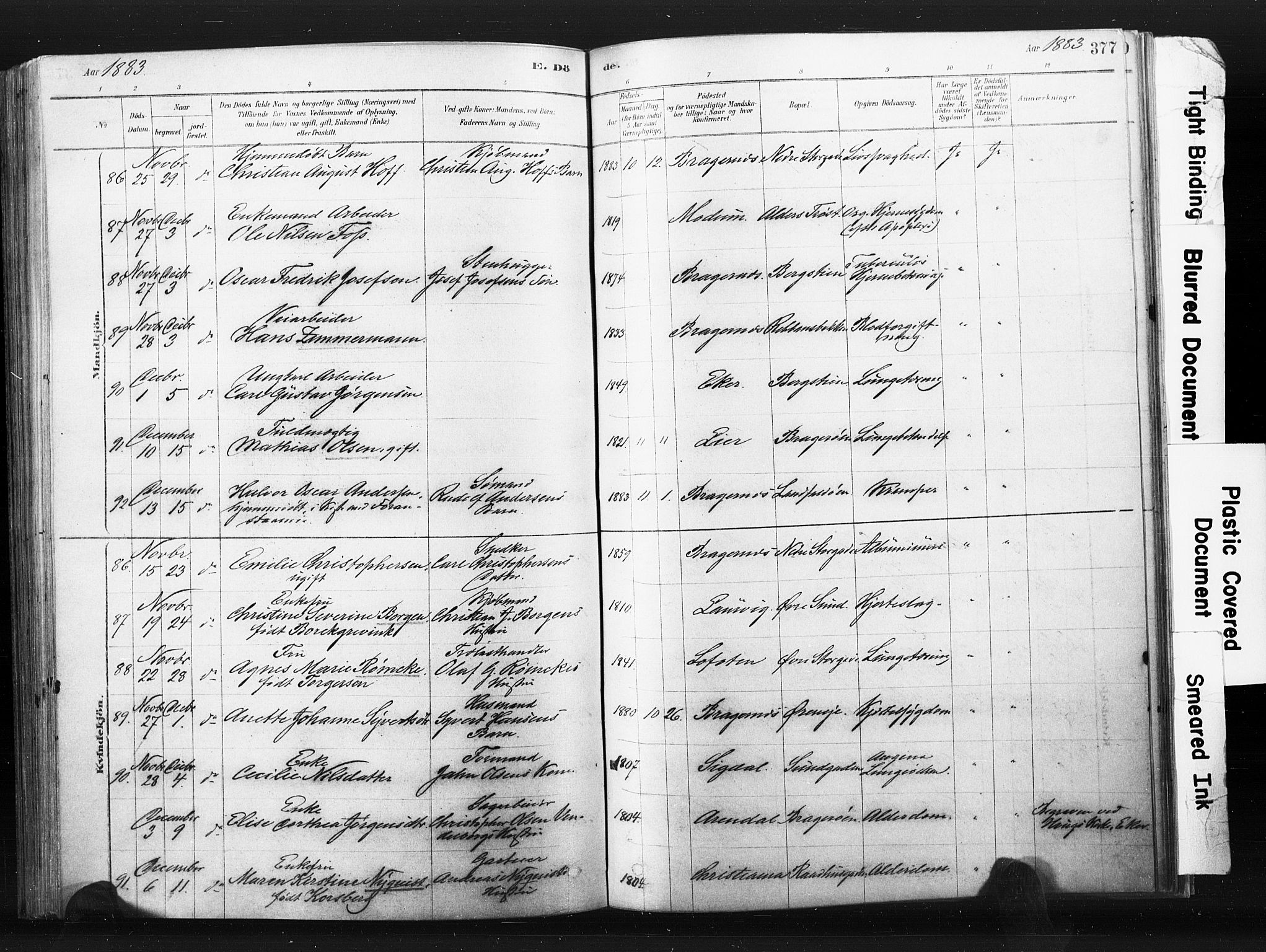 Bragernes kirkebøker, AV/SAKO-A-6/F/Fb/L0006b: Ministerialbok nr. II 6B, 1878-1885, s. 377