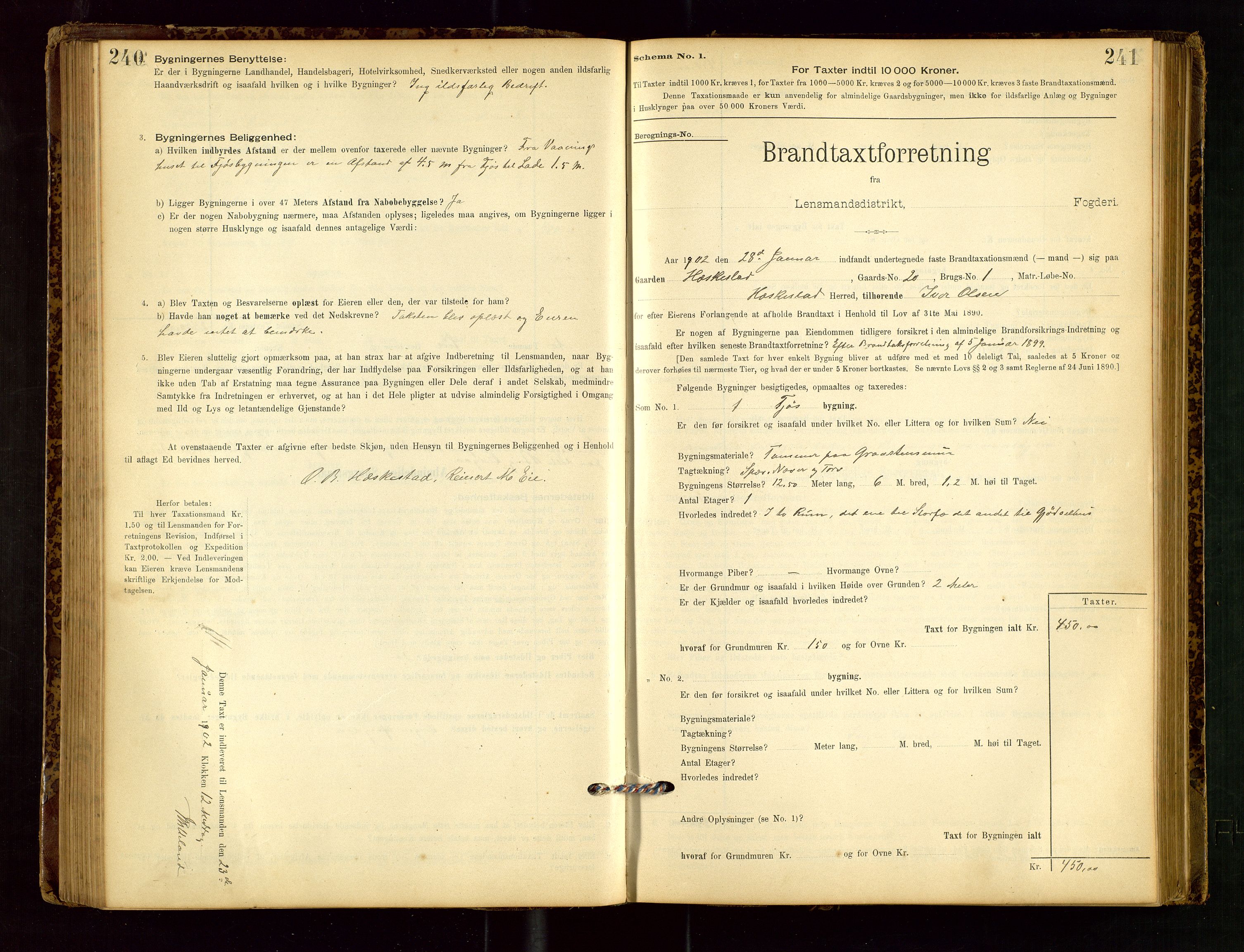 Heskestad lensmannskontor, SAST/A-100304/Gob/L0001: "Brandtaxationsprotokol", 1894-1915, s. 240-241
