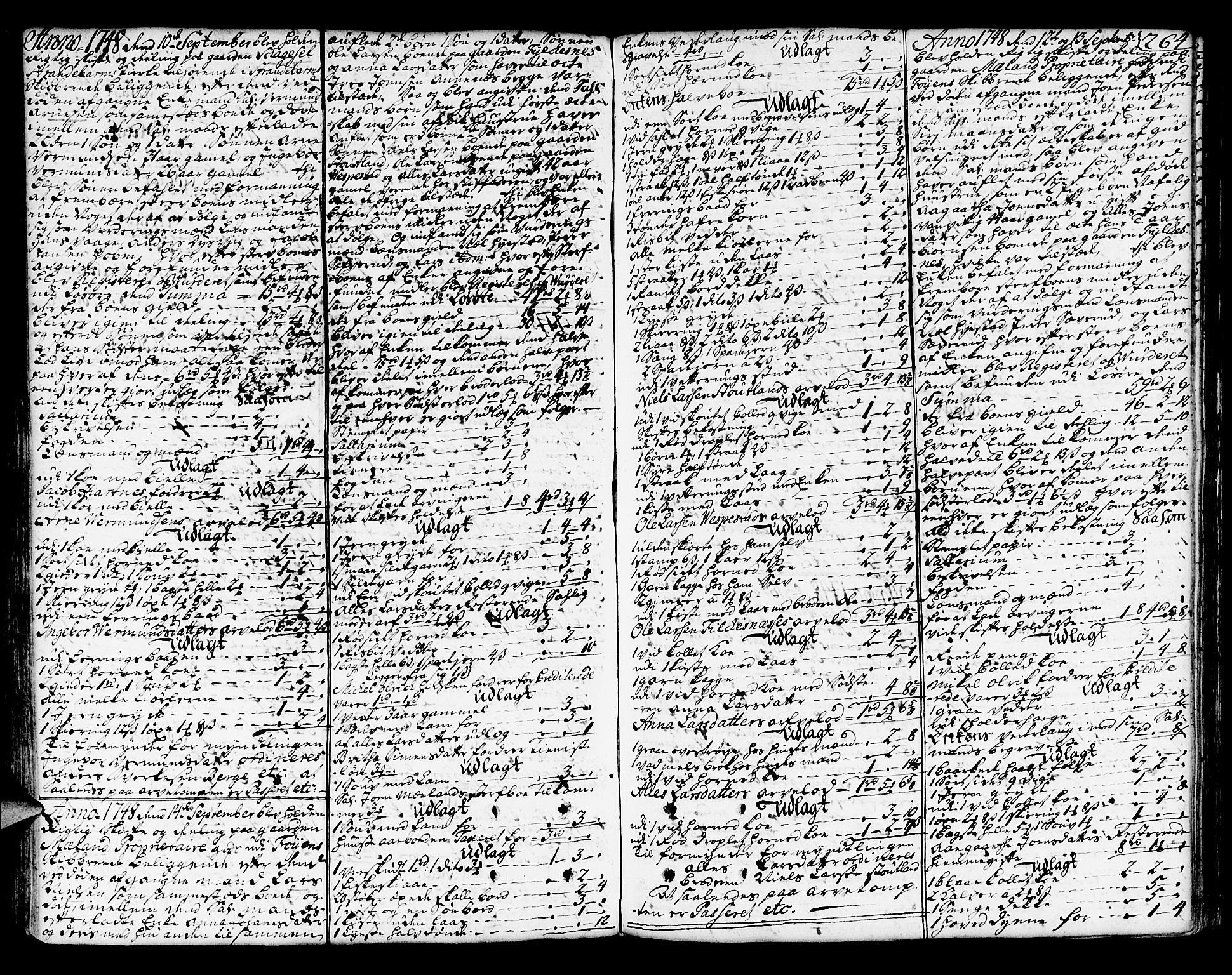 Sunnhordland sorenskrivar, SAB/A-2401/1/H/Ha/Haa/L0006: Skifteprotokollar. Register på lesesal. Fol. 1061- ut, 1743-1749, s. 263b-264a