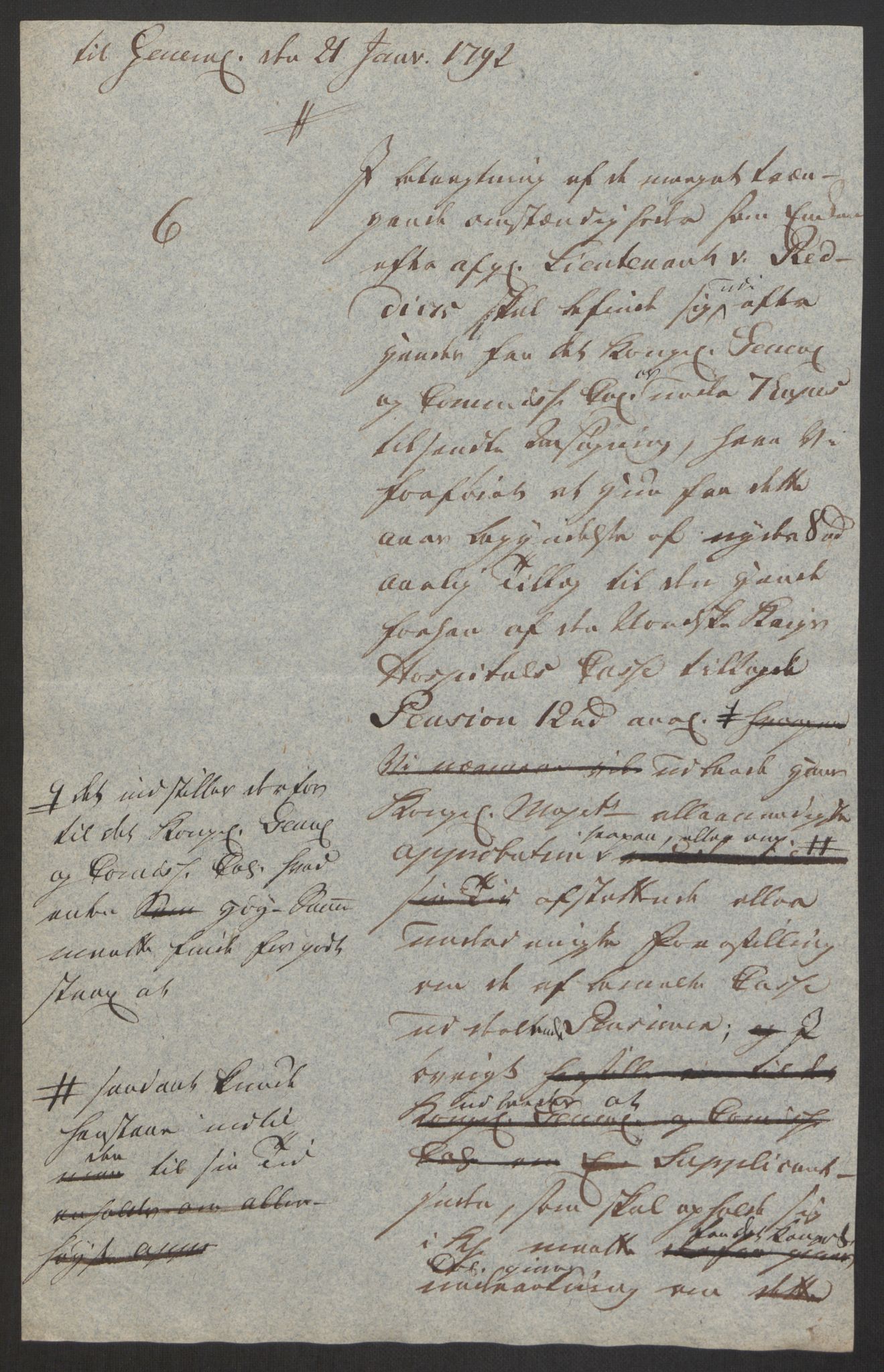 Forsvaret, Den norske kvesthuskasse/krigshospitalkasse, AV/RA-RAFA-1887/F/Fa/L0008: Konsepter, 1790-1793, s. 727