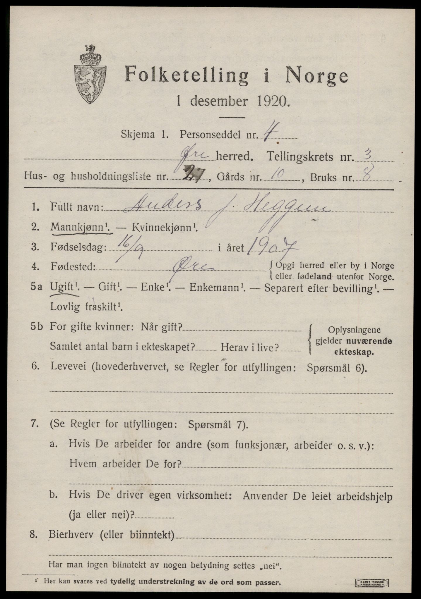 SAT, Folketelling 1920 for 1558 Øre herred, 1920, s. 1877