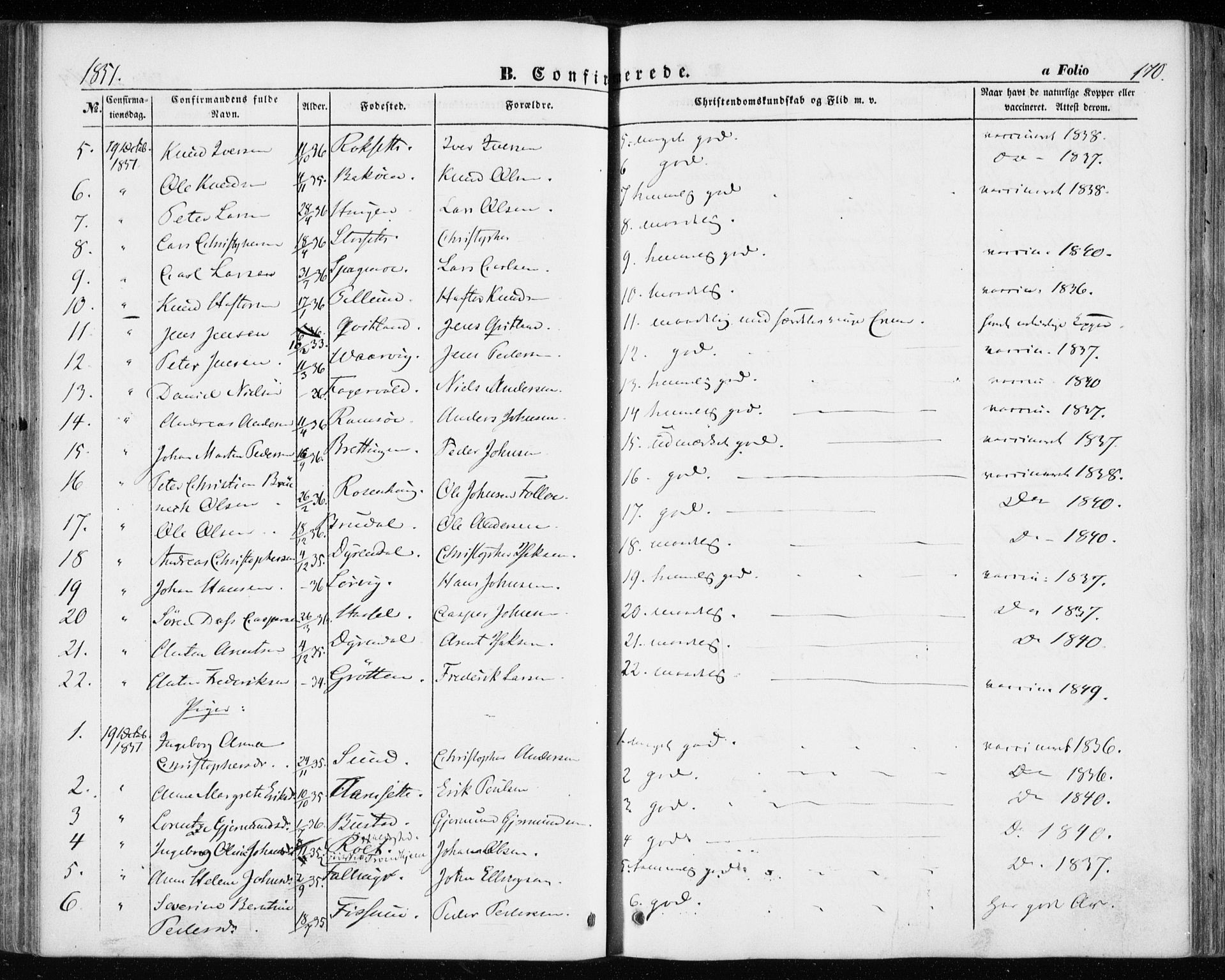 Ministerialprotokoller, klokkerbøker og fødselsregistre - Sør-Trøndelag, SAT/A-1456/646/L0611: Ministerialbok nr. 646A09, 1848-1857, s. 170