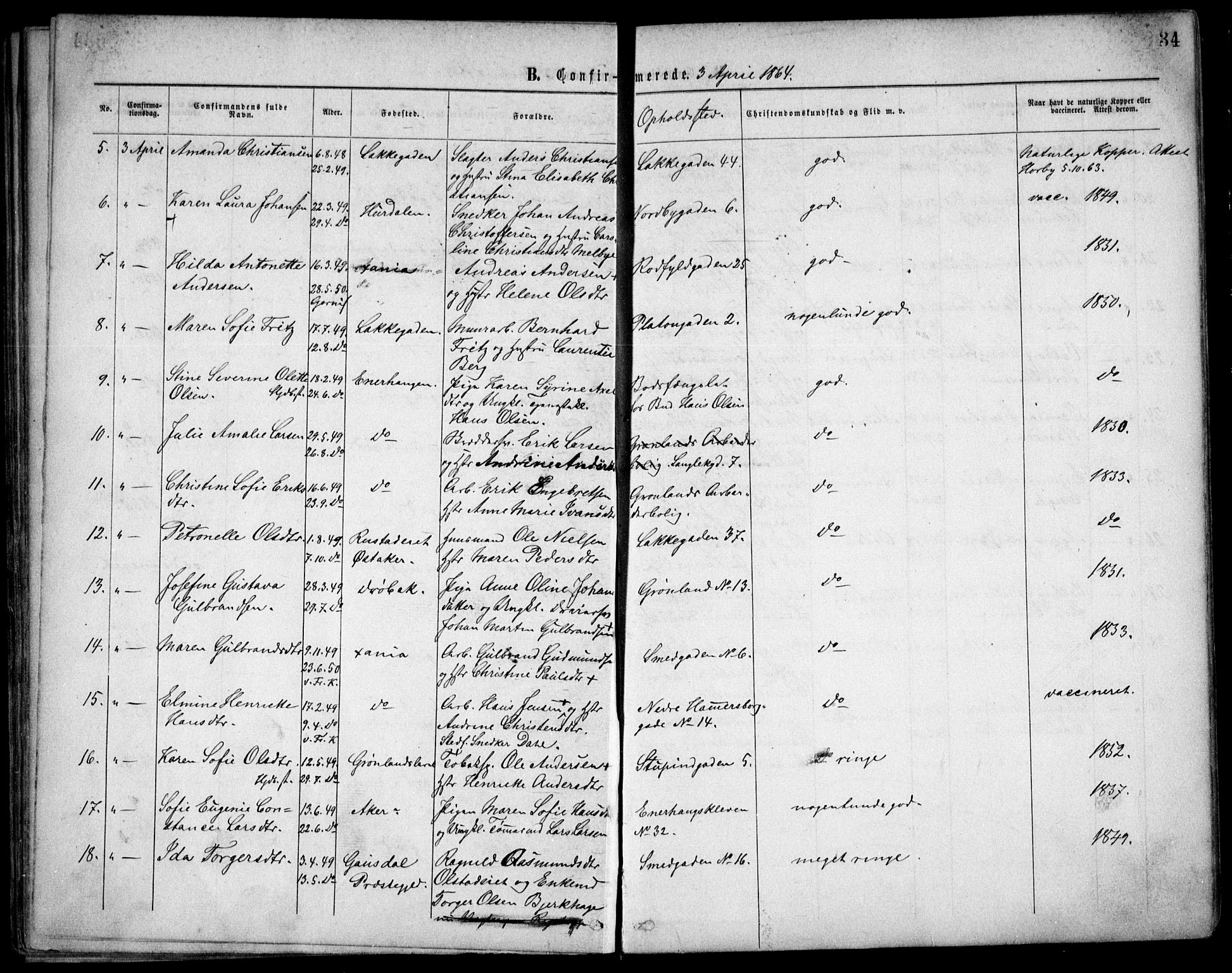 Grønland prestekontor Kirkebøker, AV/SAO-A-10848/F/Fa/L0003: Ministerialbok nr. 3, 1862-1868, s. 34