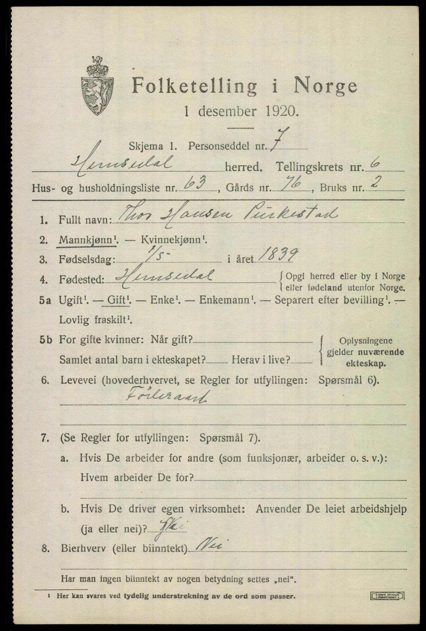 SAKO, Folketelling 1920 for 0618 Hemsedal herred, 1920, s. 2946