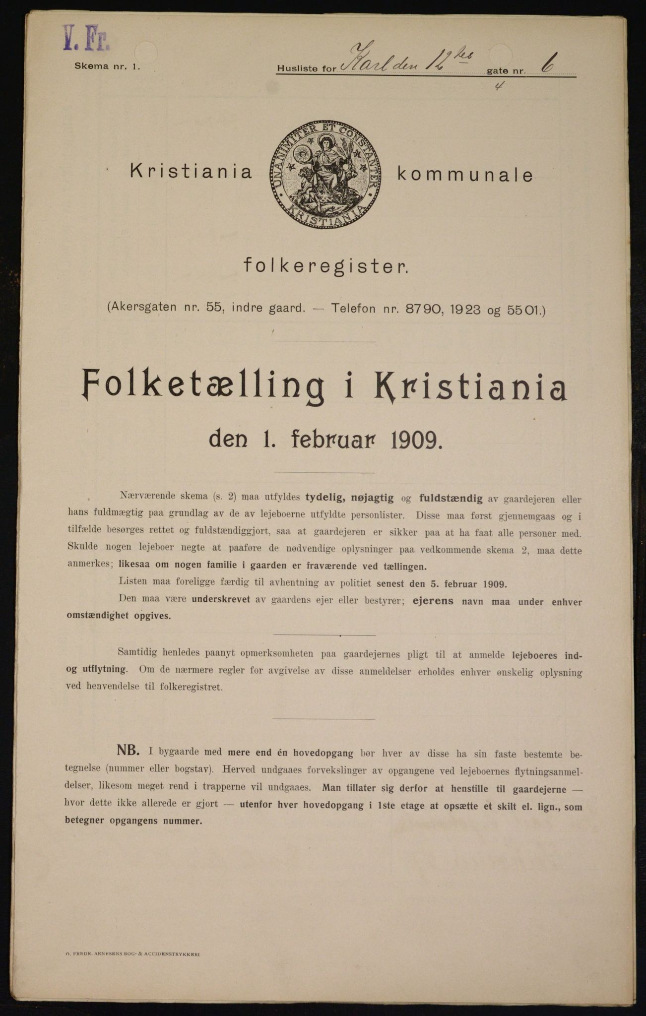 OBA, Kommunal folketelling 1.2.1909 for Kristiania kjøpstad, 1909, s. 44104