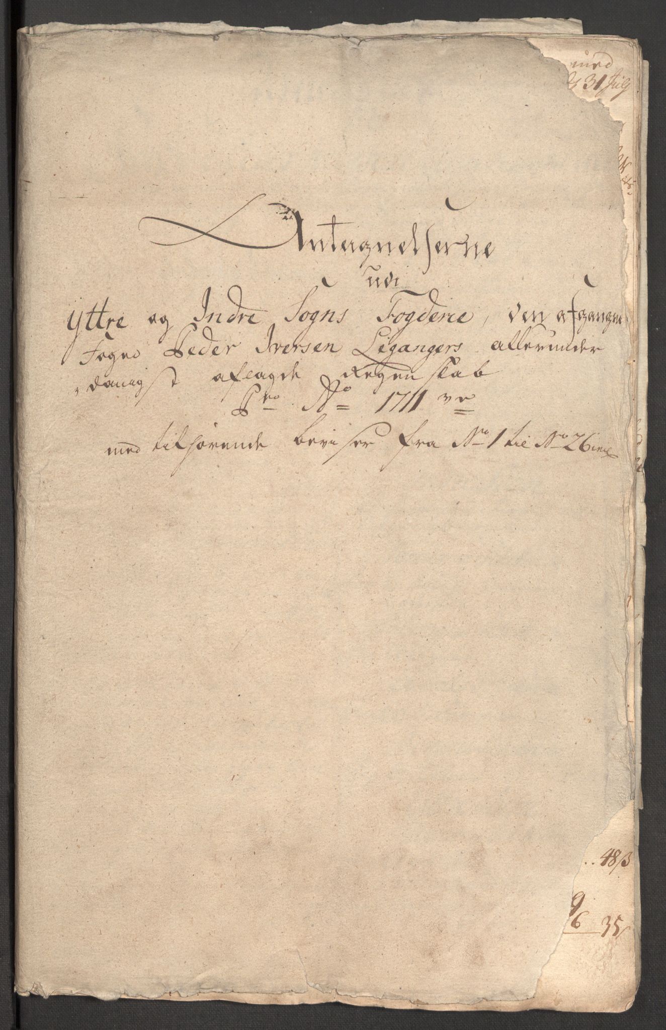 Rentekammeret inntil 1814, Reviderte regnskaper, Fogderegnskap, RA/EA-4092/R52/L3317: Fogderegnskap Sogn, 1711, s. 493