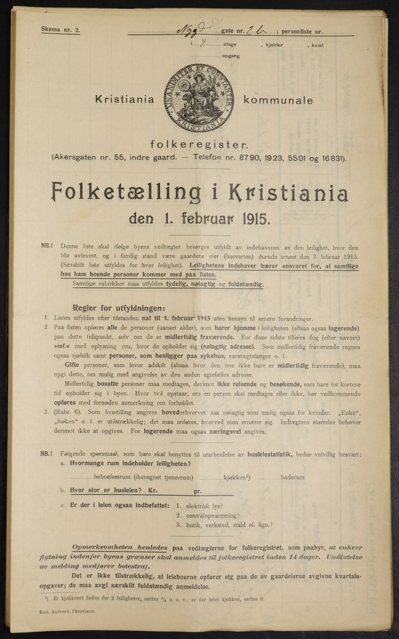 OBA, Kommunal folketelling 1.2.1915 for Kristiania, 1915, s. 73315