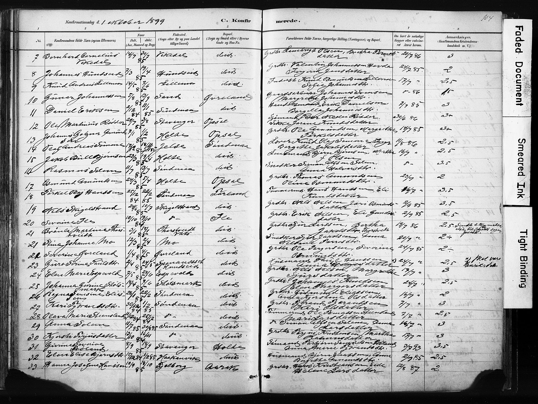 Vikedal sokneprestkontor, AV/SAST-A-101840/01/IV: Ministerialbok nr. A 10, 1884-1907, s. 104
