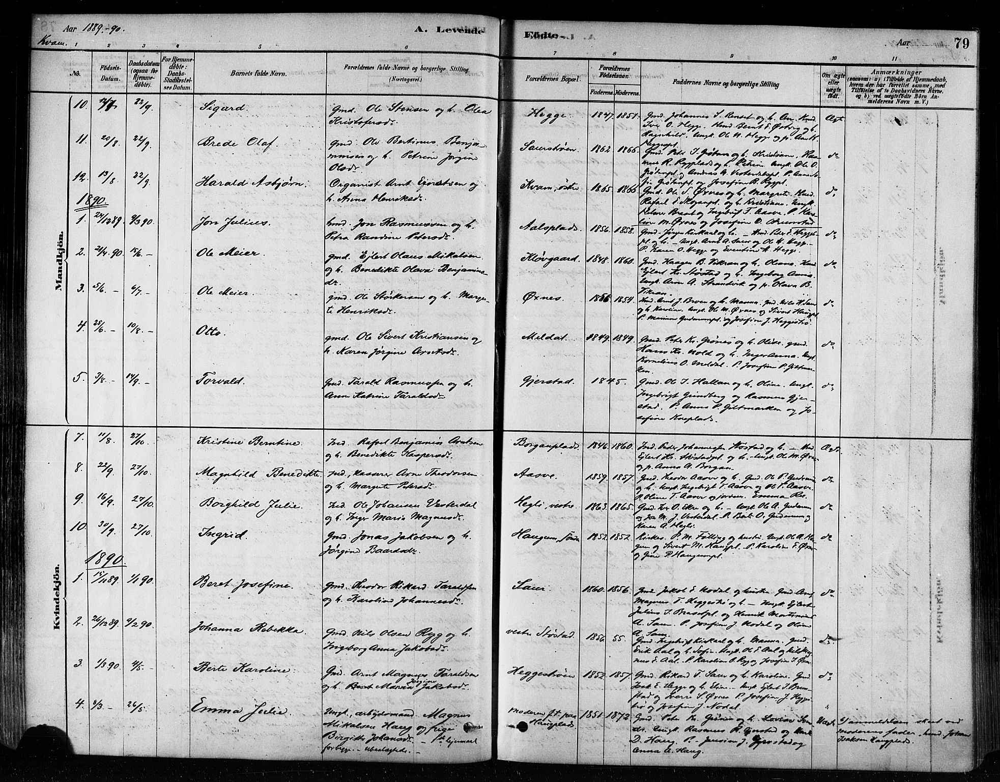 Ministerialprotokoller, klokkerbøker og fødselsregistre - Nord-Trøndelag, AV/SAT-A-1458/746/L0449: Ministerialbok nr. 746A07 /2, 1878-1899, s. 79