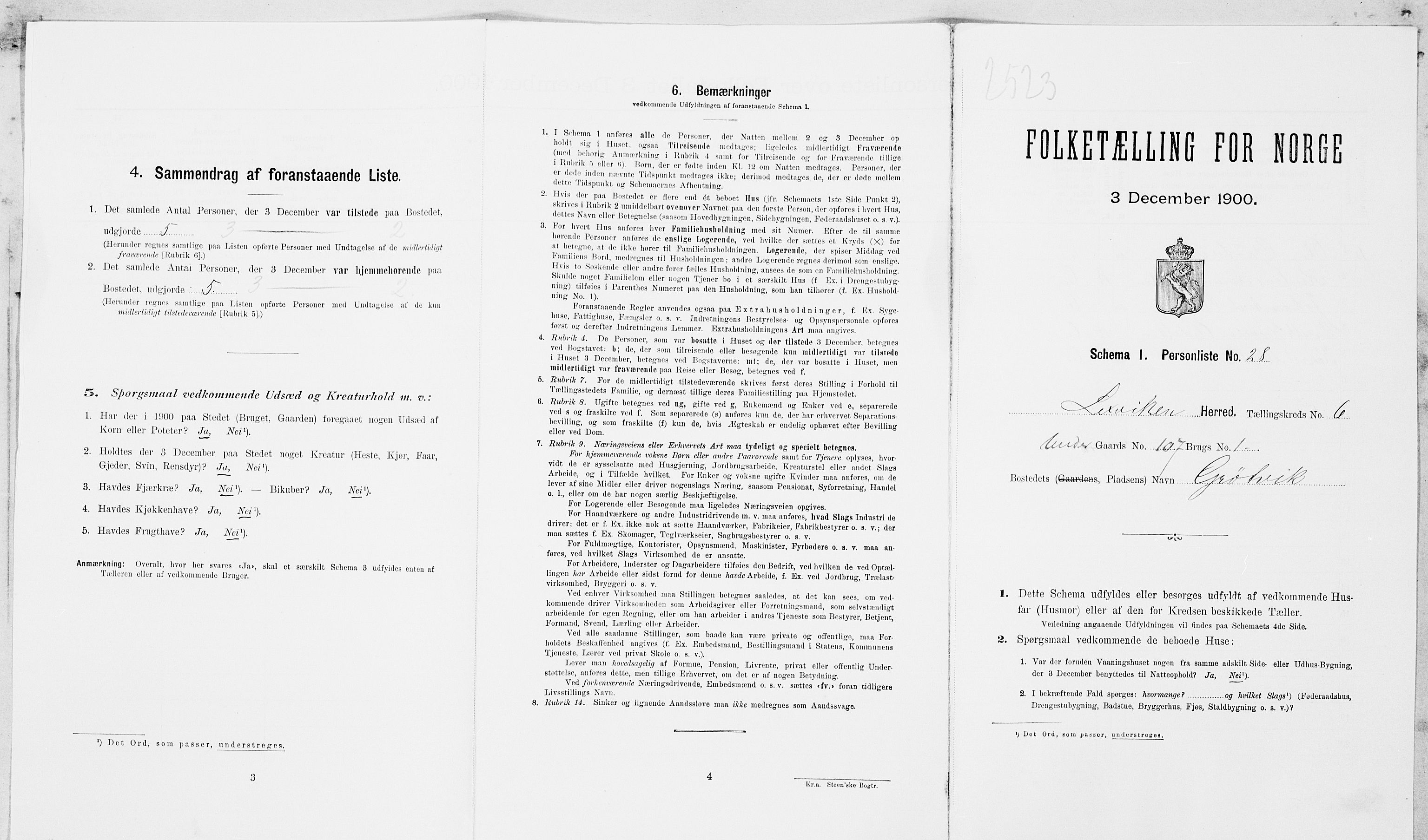 SAT, Folketelling 1900 for 1718 Leksvik herred, 1900, s. 825