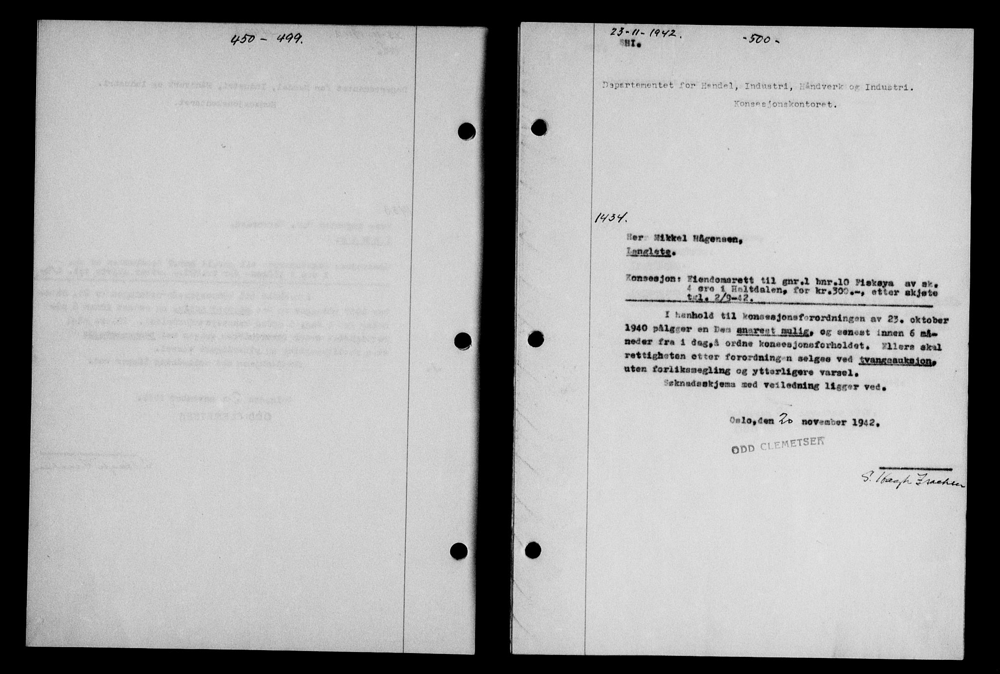 Gauldal sorenskriveri, SAT/A-0014/1/2/2C/L0055: Pantebok nr. 60, 1942-1942, Dagboknr: 1434/1942