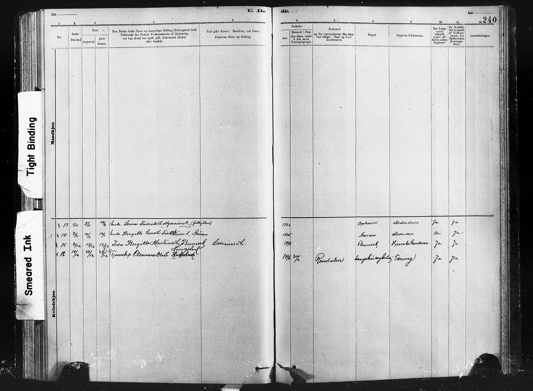 Ministerialprotokoller, klokkerbøker og fødselsregistre - Nord-Trøndelag, SAT/A-1458/712/L0103: Klokkerbok nr. 712C01, 1878-1917, s. 240