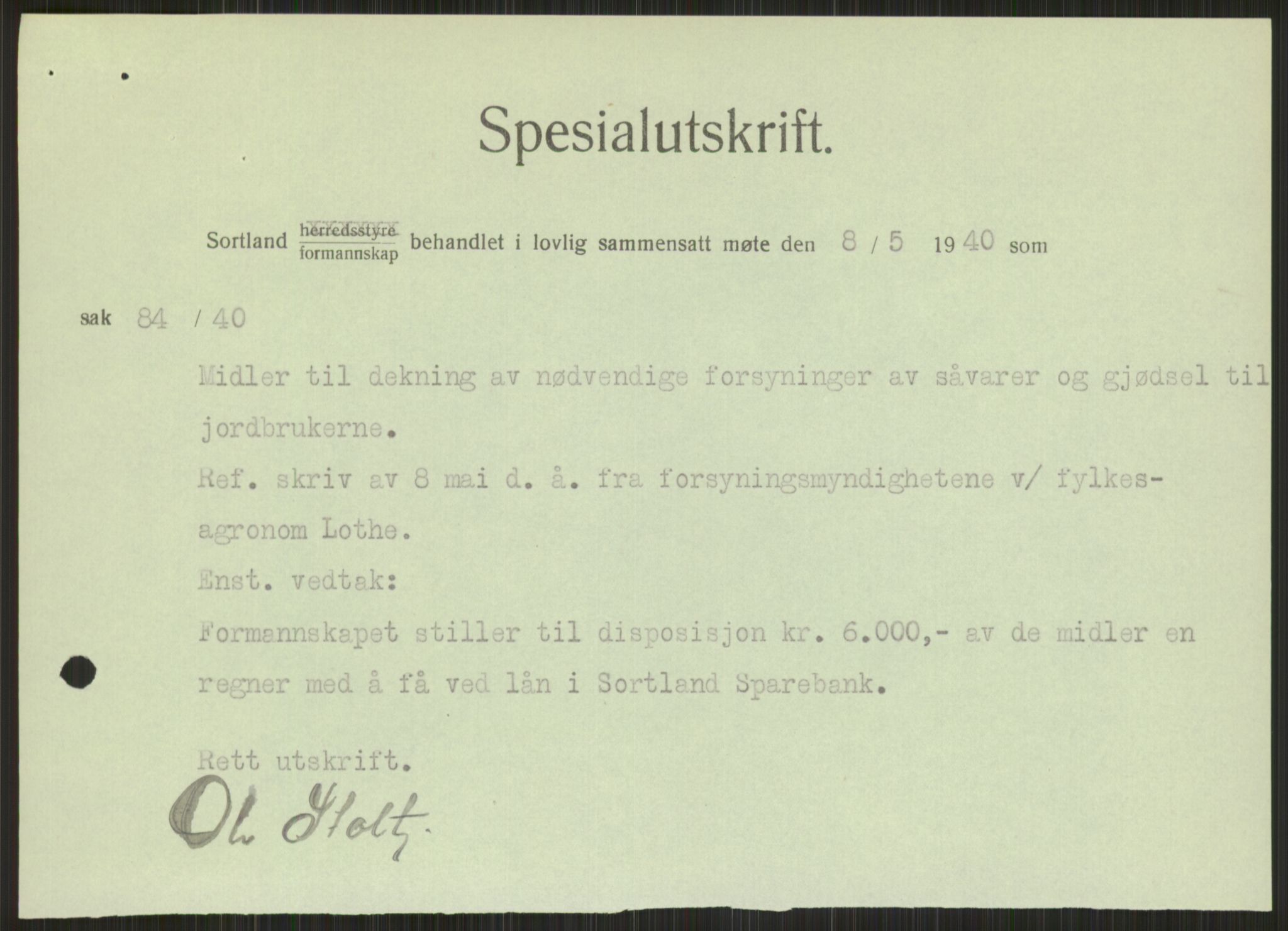 Forsvaret, Forsvarets krigshistoriske avdeling, AV/RA-RAFA-2017/Y/Ya/L0017: II-C-11-31 - Fylkesmenn.  Rapporter om krigsbegivenhetene 1940., 1940, s. 287