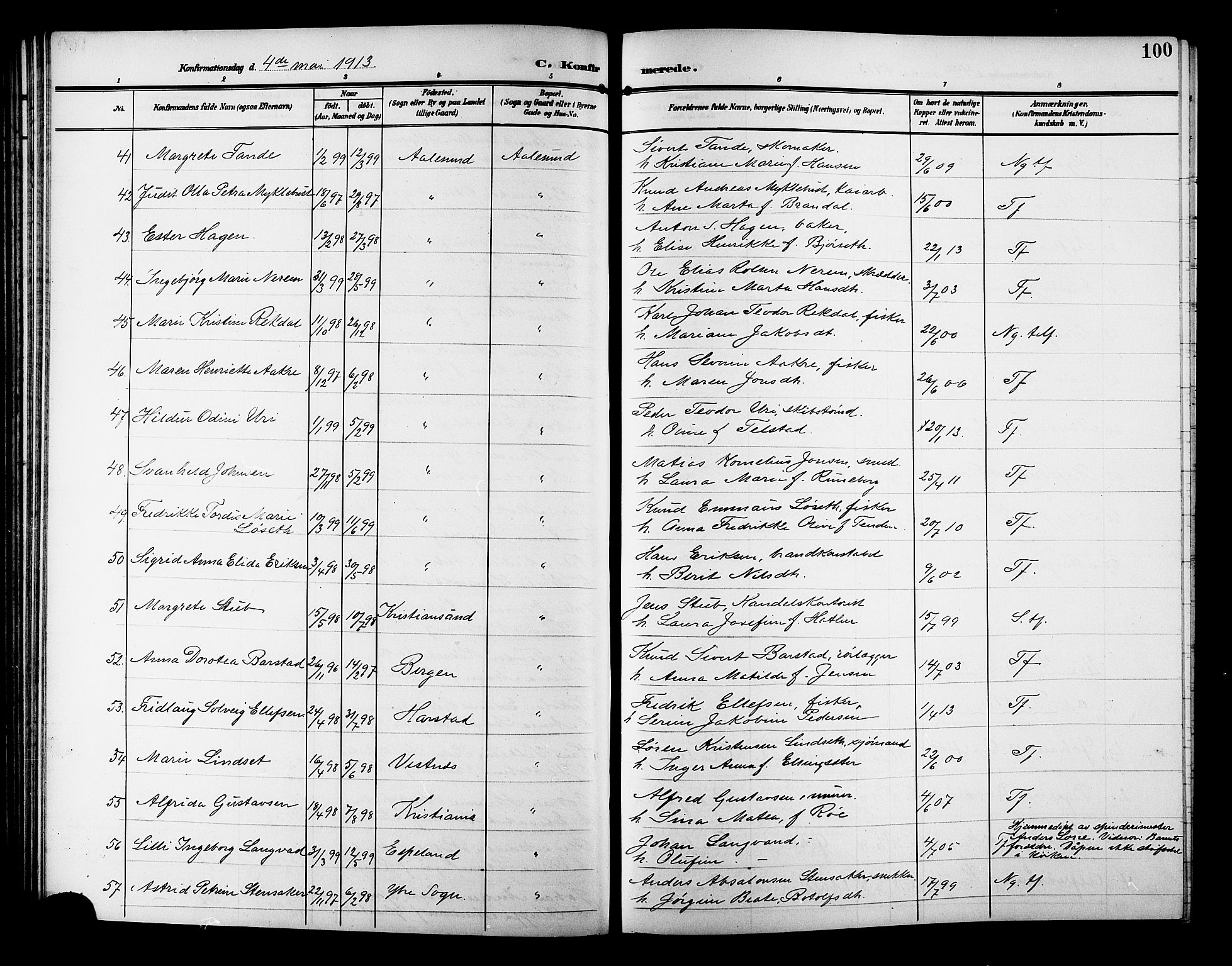 Ministerialprotokoller, klokkerbøker og fødselsregistre - Møre og Romsdal, AV/SAT-A-1454/529/L0470: Klokkerbok nr. 529C07, 1907-1917, s. 100