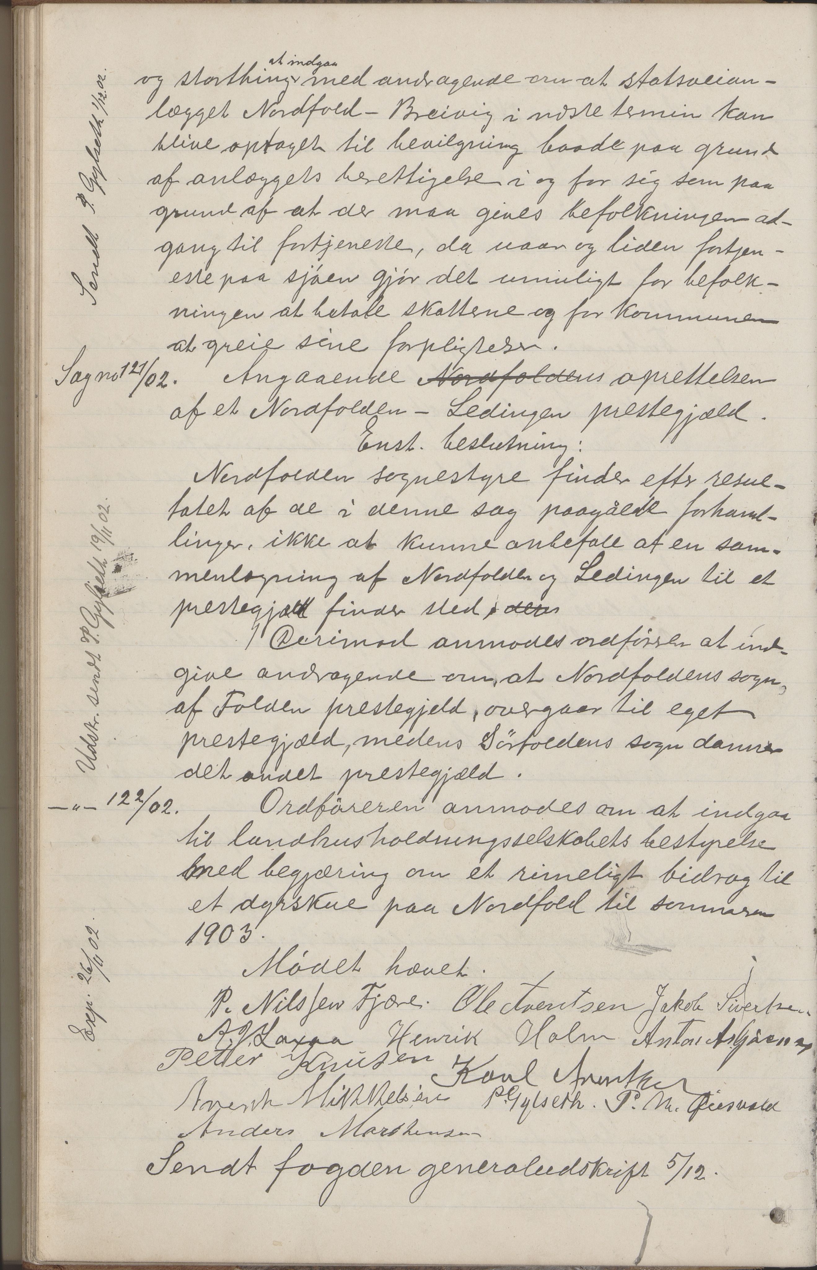 Kjerringøy kommune. Formannskapet, AIN/K-18441.150/A/Aa/L0002: Forhandlingsprotokoll Norfolden- Kjerringø formanskap, 1900-1911