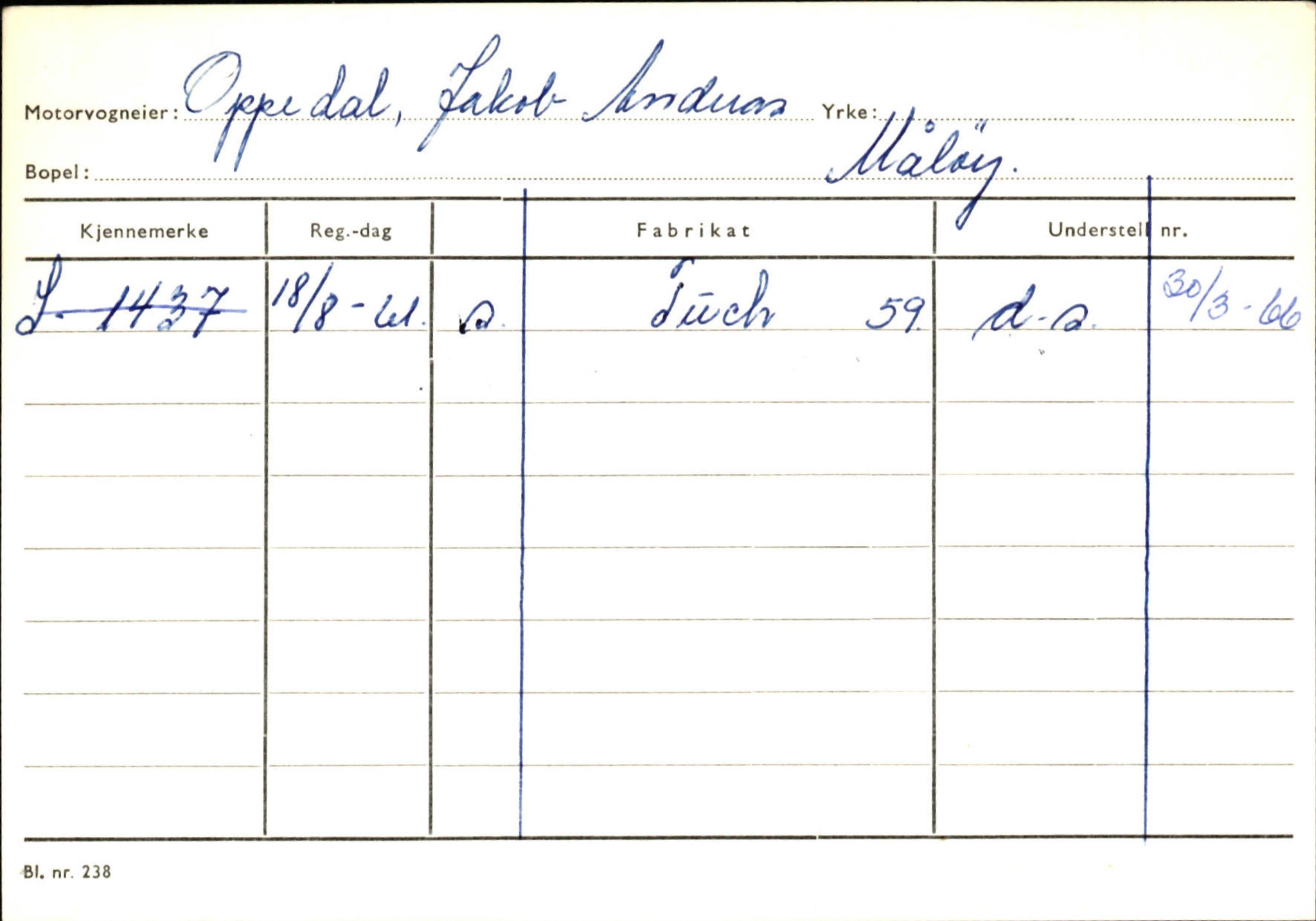 Statens vegvesen, Sogn og Fjordane vegkontor, SAB/A-5301/4/F/L0144: Registerkort Vågsøy A-R, 1945-1975, s. 2207