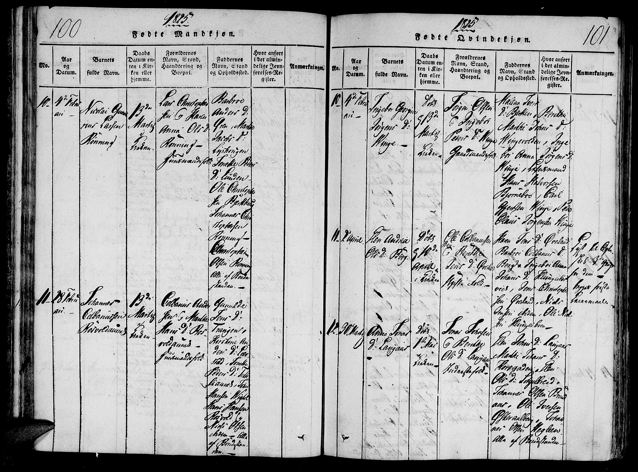Ministerialprotokoller, klokkerbøker og fødselsregistre - Nord-Trøndelag, SAT/A-1458/701/L0005: Ministerialbok nr. 701A05 /1, 1816-1825, s. 100-101