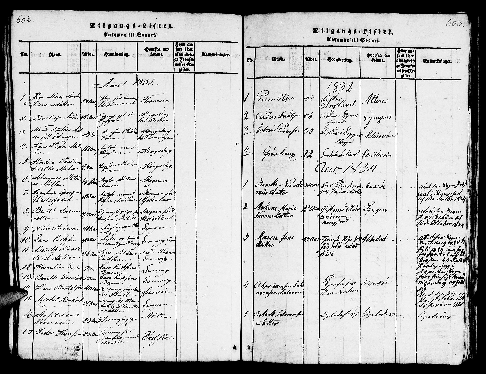 Loppa sokneprestkontor, AV/SATØ-S-1339/H/Hb/L0001klokker: Klokkerbok nr. 1, 1820-1849, s. 602-603