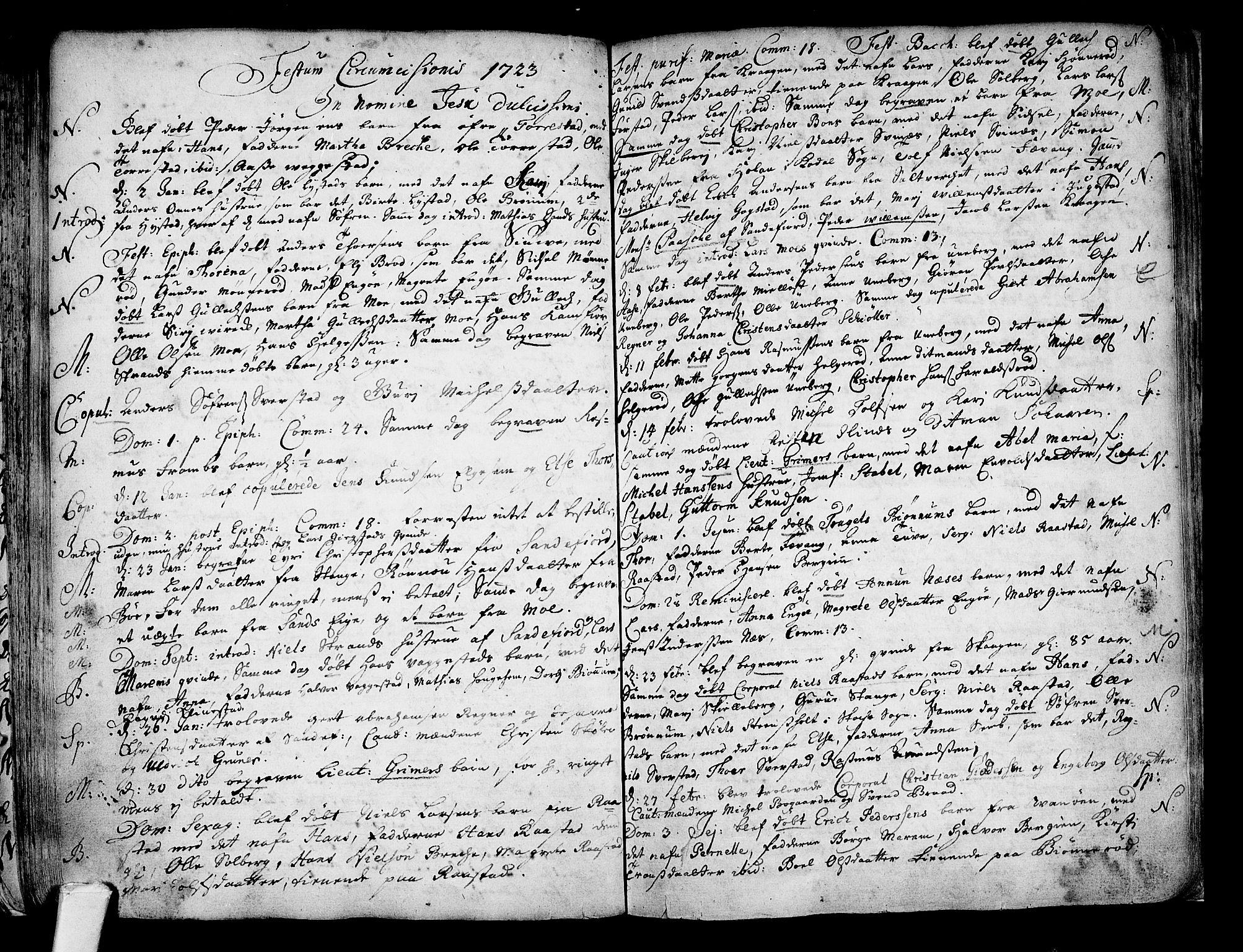 Sandar kirkebøker, AV/SAKO-A-243/F/Fa/L0001: Ministerialbok nr. 1, 1709-1733
