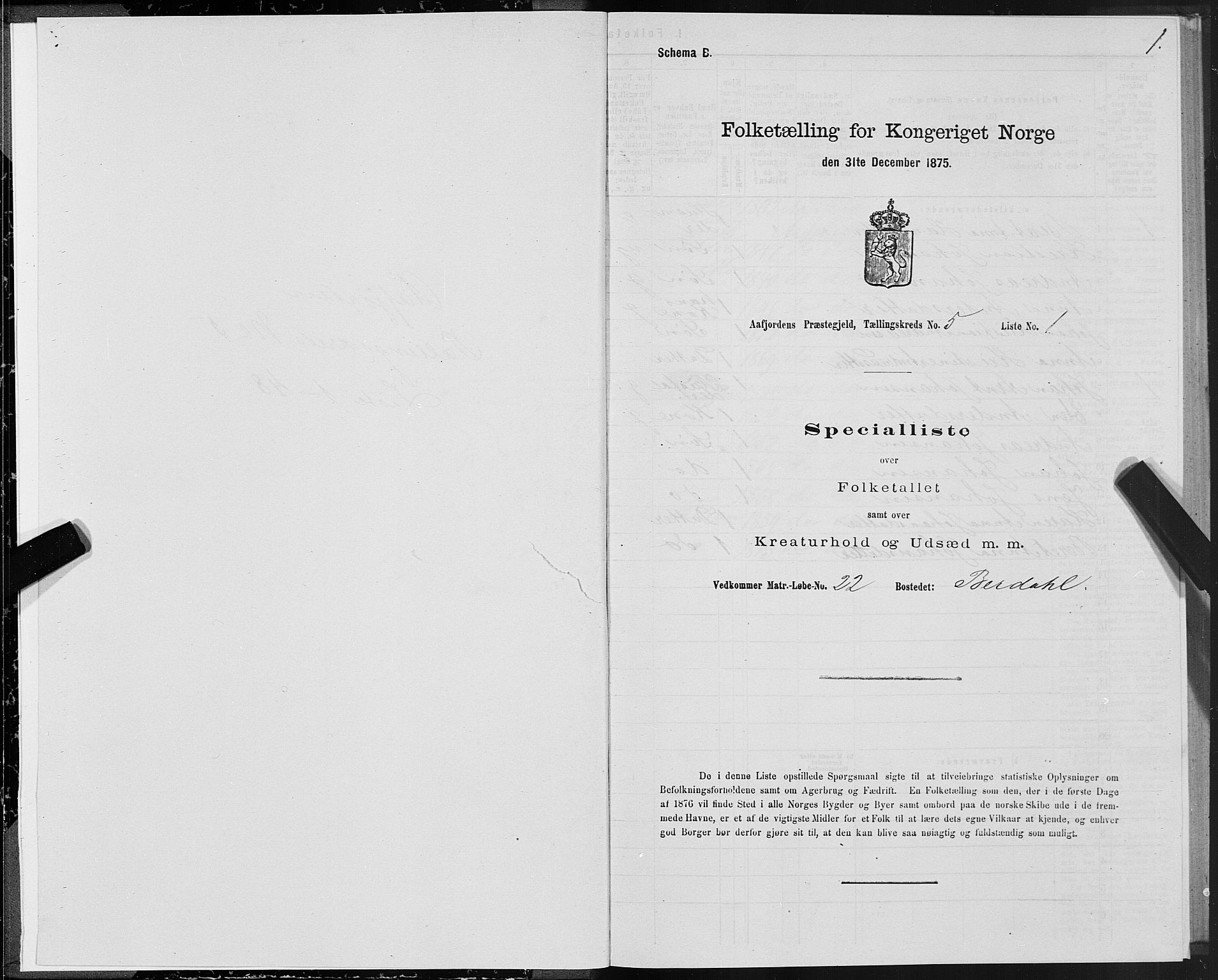 SAT, Folketelling 1875 for 1630P Aafjorden prestegjeld, 1875, s. 3001