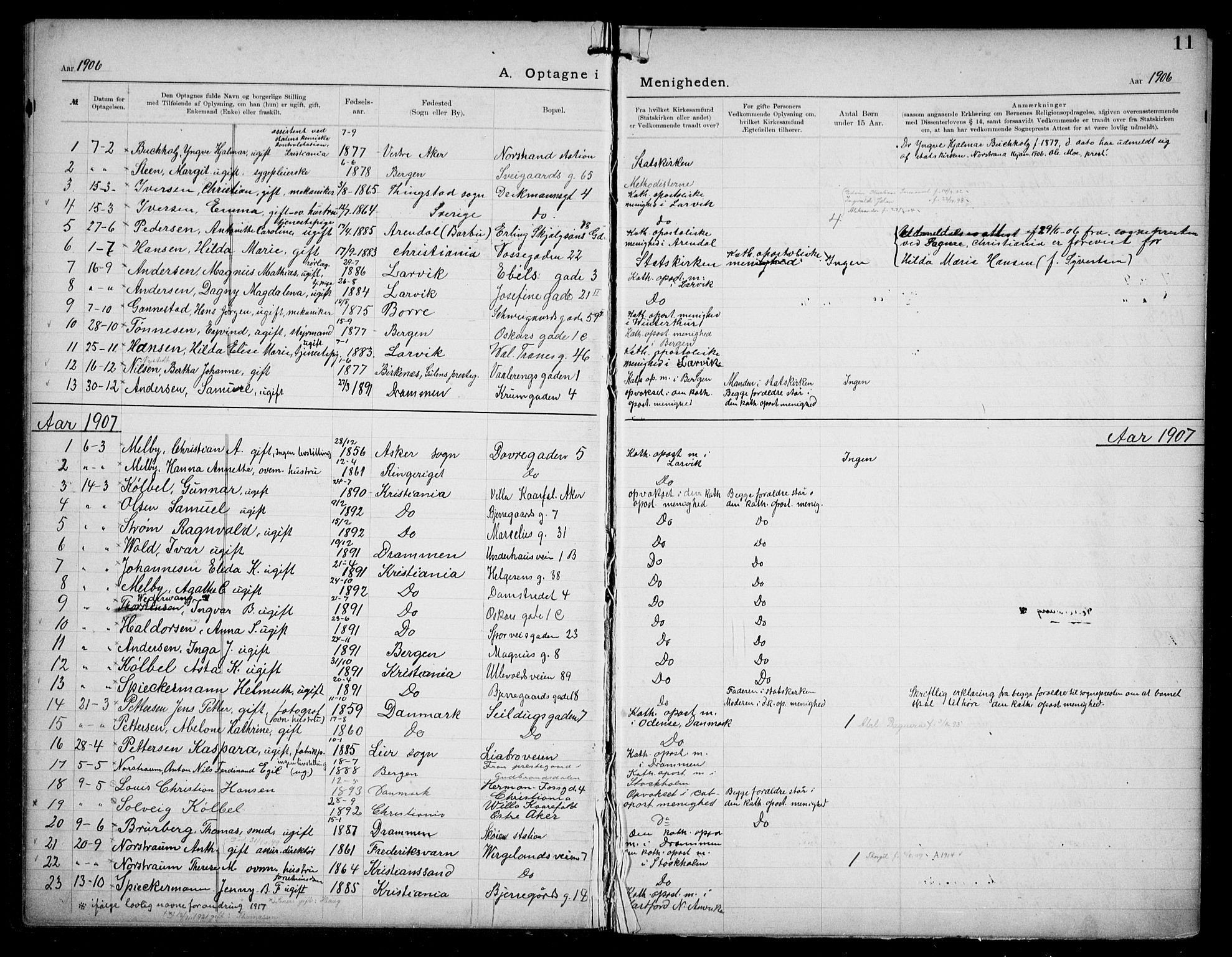 Den katolsk apostoliske menighet i Oslo , AV/SAO-PAO-0214/F/Fa/L0002: Dissenterprotokoll nr. 2, 1892-1937, s. 11