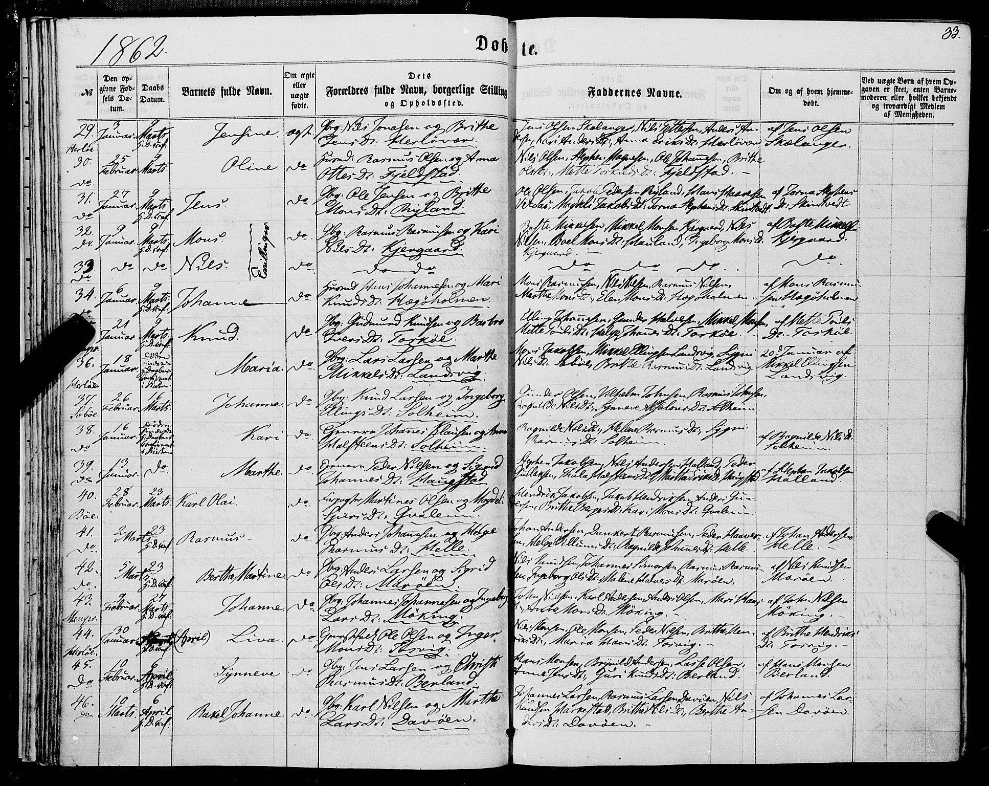 Manger sokneprestembete, AV/SAB-A-76801/H/Haa: Ministerialbok nr. A 7, 1860-1870, s. 33