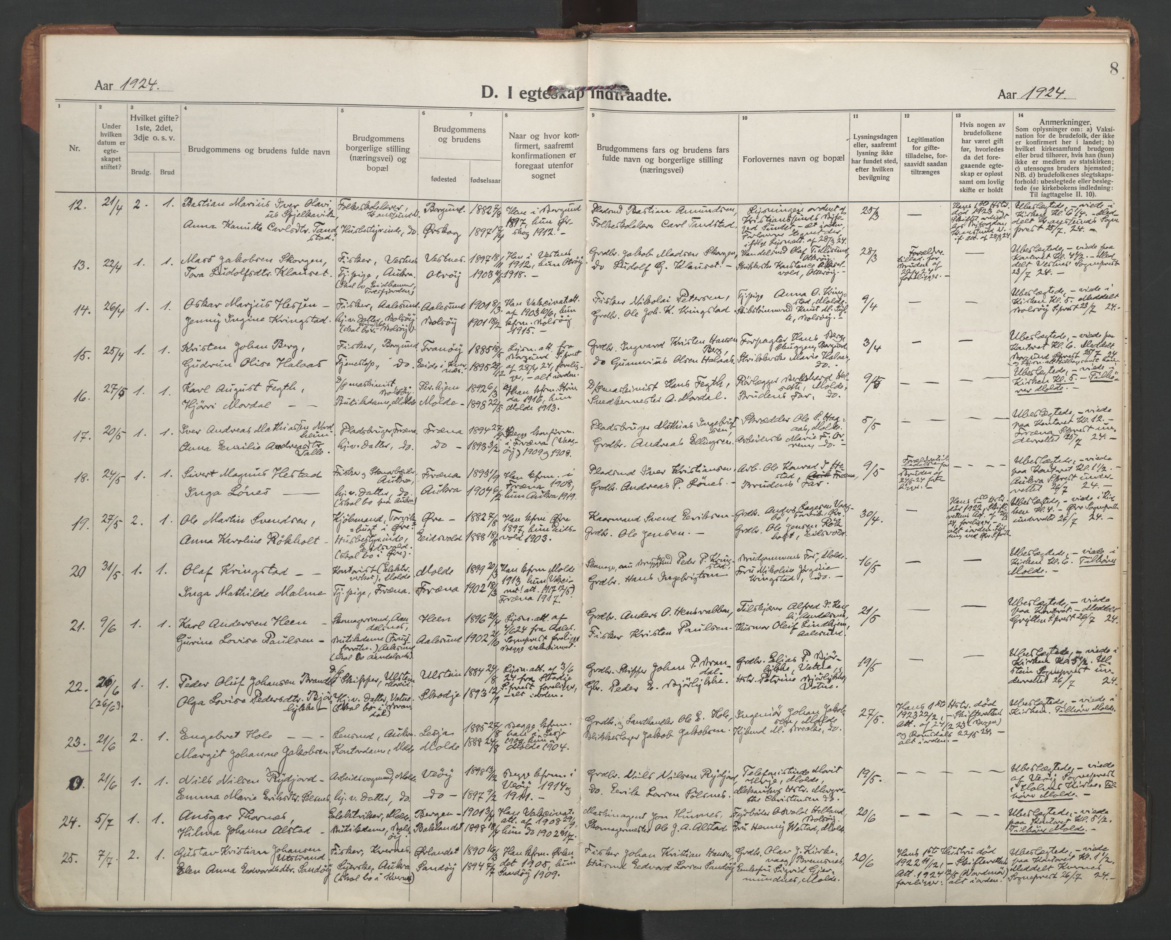 Ministerialprotokoller, klokkerbøker og fødselsregistre - Møre og Romsdal, AV/SAT-A-1454/558/L0698: Ministerialbok nr. 558A12, 1922-1937, s. 8