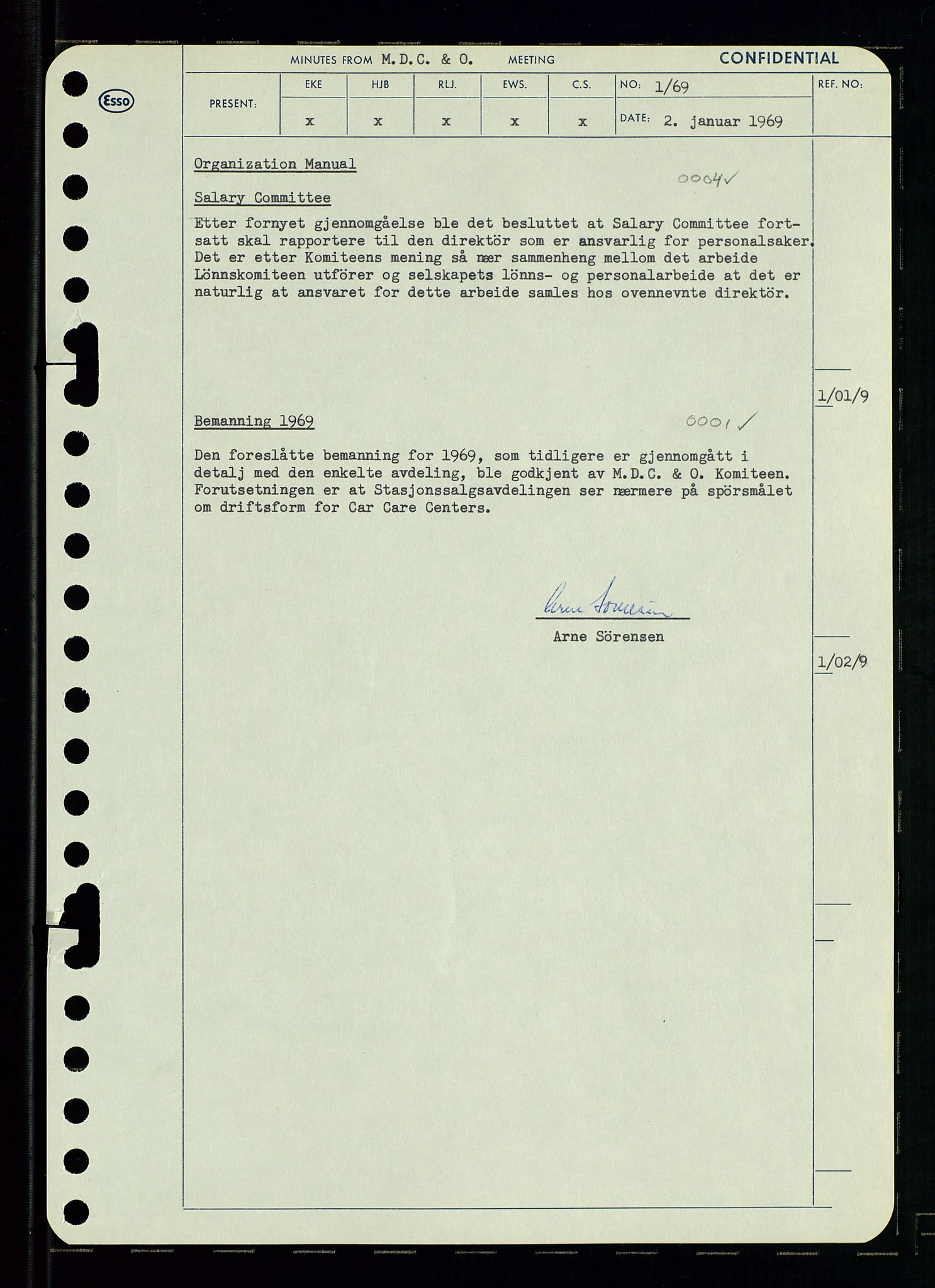 Pa 0982 - Esso Norge A/S, AV/SAST-A-100448/A/Aa/L0003/0001: Den administrerende direksjon Board minutes (styrereferater) og Bedriftforsamlingsprotokoll / Den administrerende direksjon Board minutes (styrereferater), 1969, s. 133