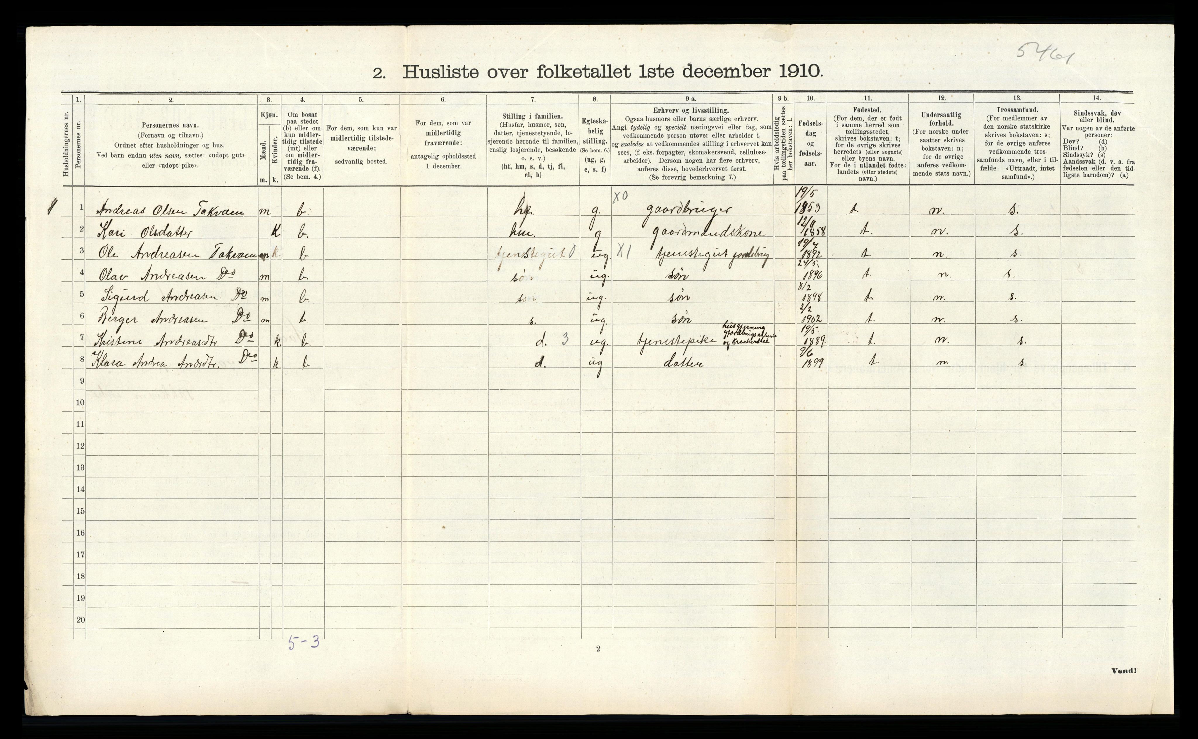 RA, Folketelling 1910 for 1250 Haus herred, 1910, s. 823