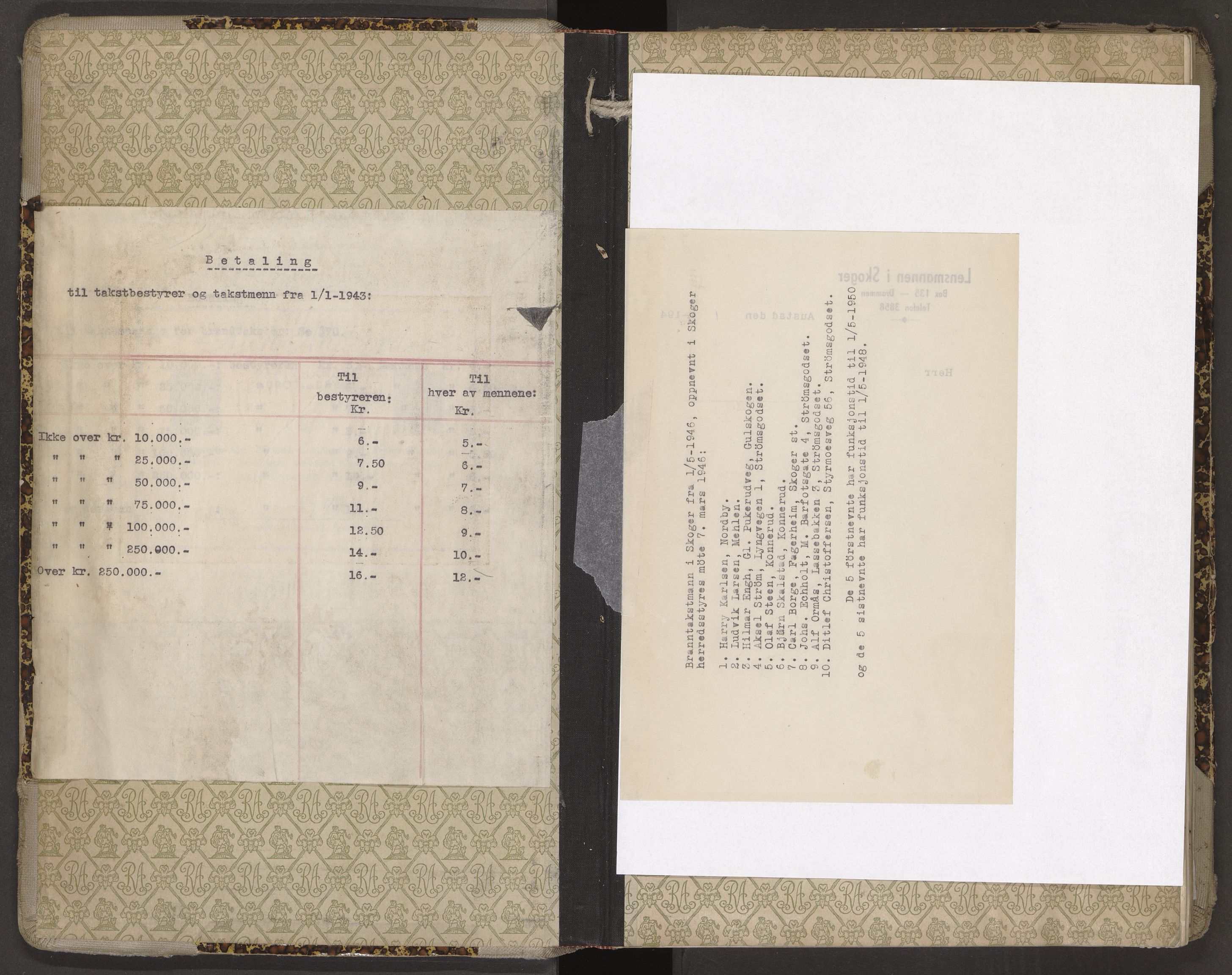 Skoger lensmannskontor, AV/SAKO-A-548/Y/Yi/Yia/L0011: Branntakstprotokoll, 1942-1946