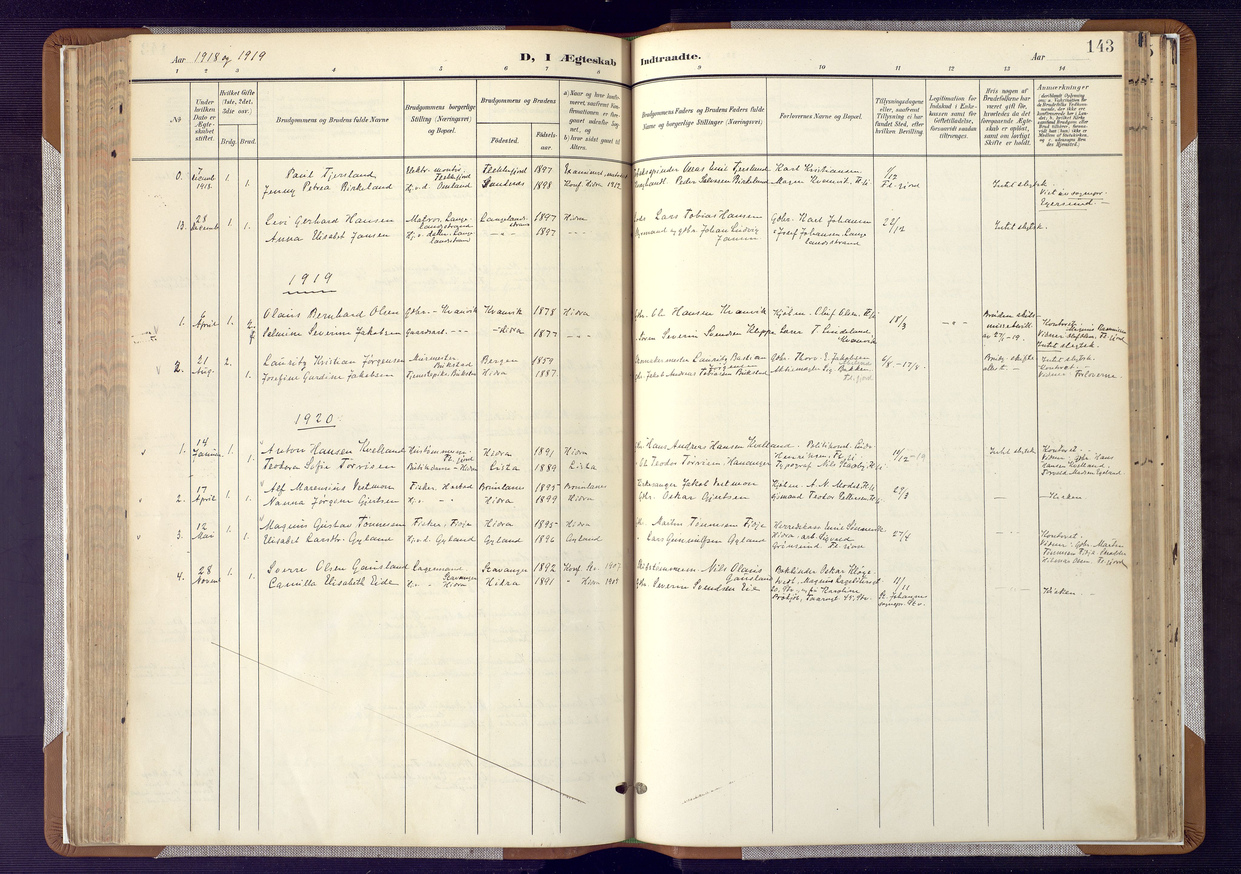 Flekkefjord sokneprestkontor, AV/SAK-1111-0012/F/Fa/Fab/L0007: Ministerialbok nr. A 7, 1902-1921, s. 143