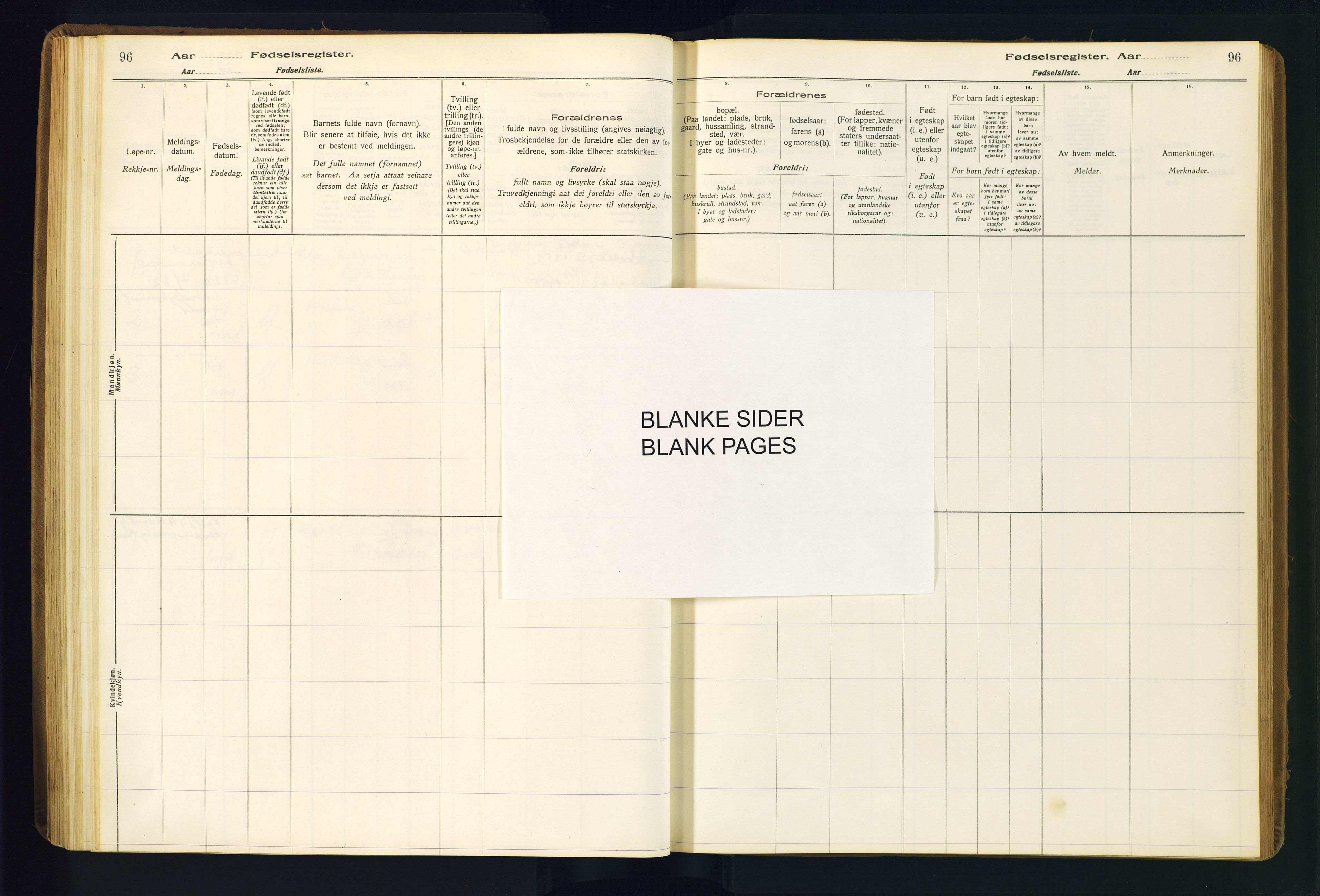Hommedal sokneprestkontor, AV/SAK-1111-0023/J/Jd/L0003: Fødselsregister nr. 3, 1916-1982, s. 96