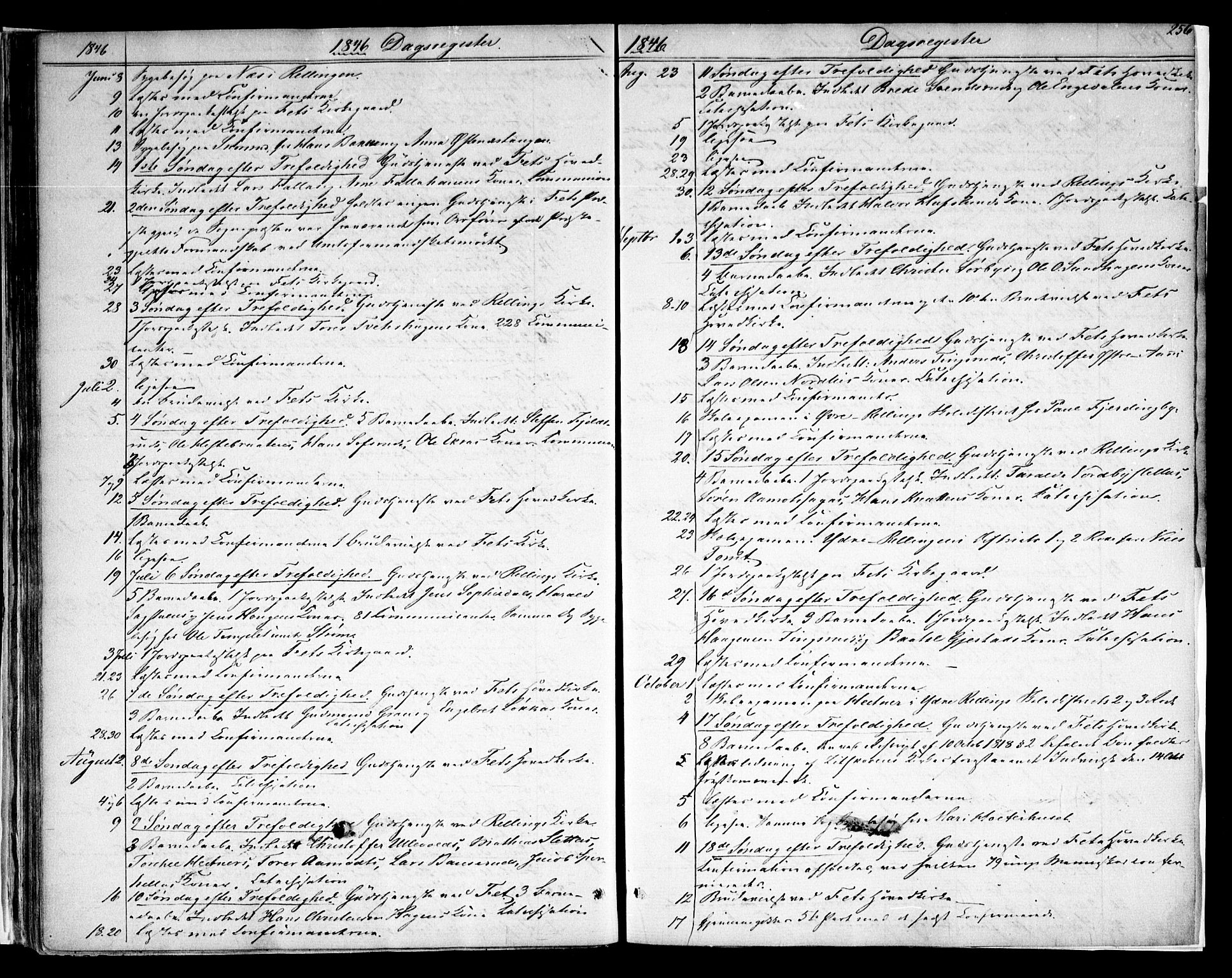 Fet prestekontor Kirkebøker, AV/SAO-A-10370a/F/Fa/L0009: Ministerialbok nr. I 9, 1843-1846, s. 256