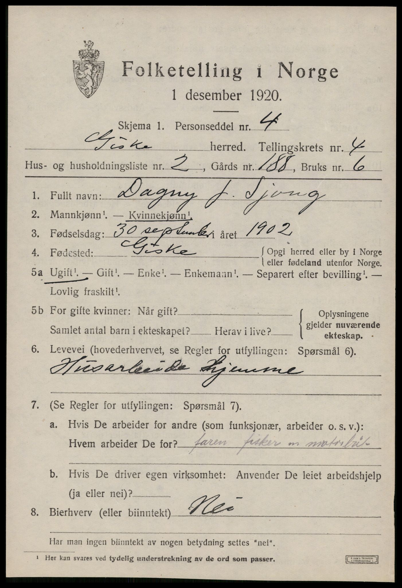 SAT, Folketelling 1920 for 1532 Giske herred, 1920, s. 2652