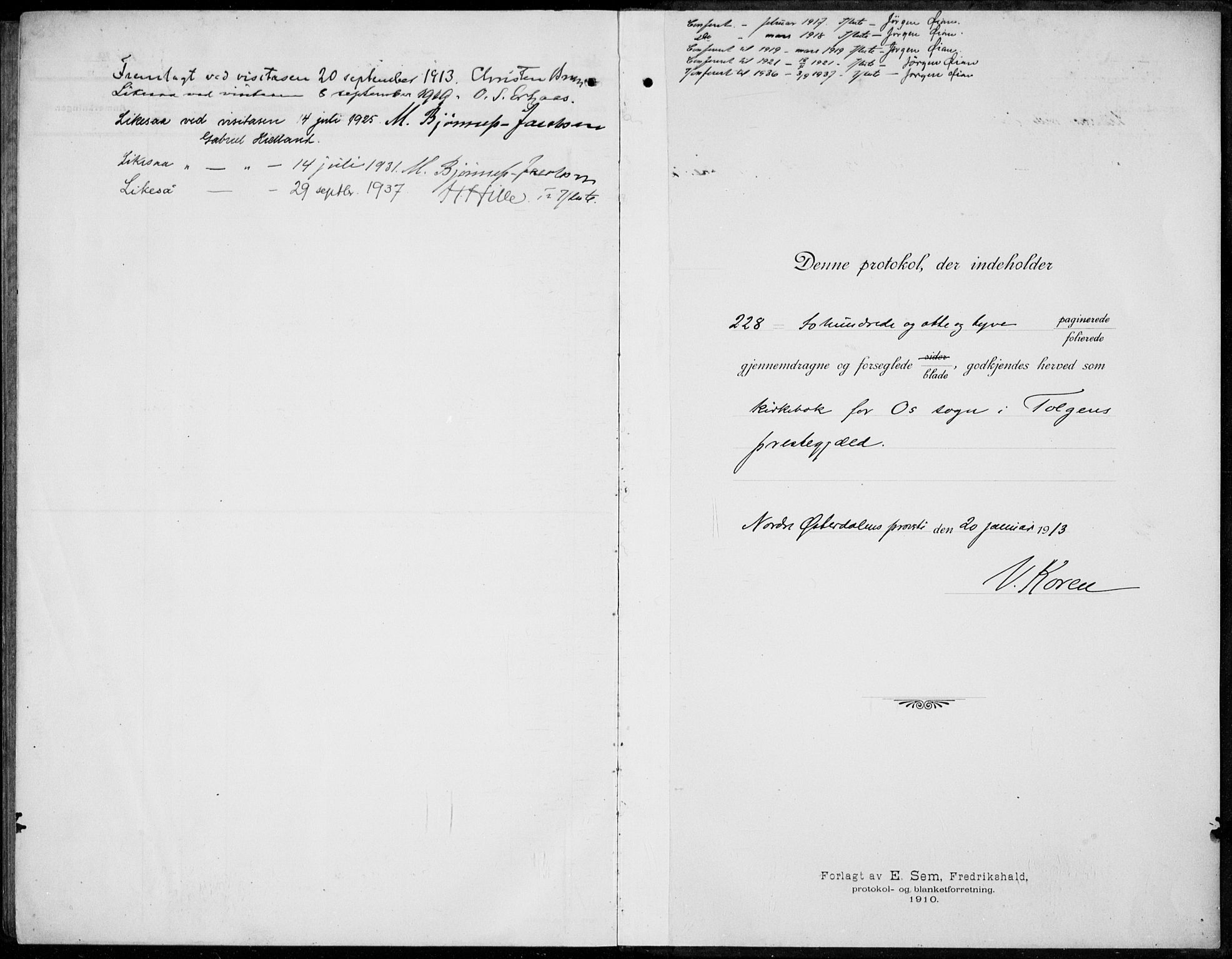 Tolga prestekontor, AV/SAH-PREST-062/L/L0014: Klokkerbok nr. 14, 1913-1936