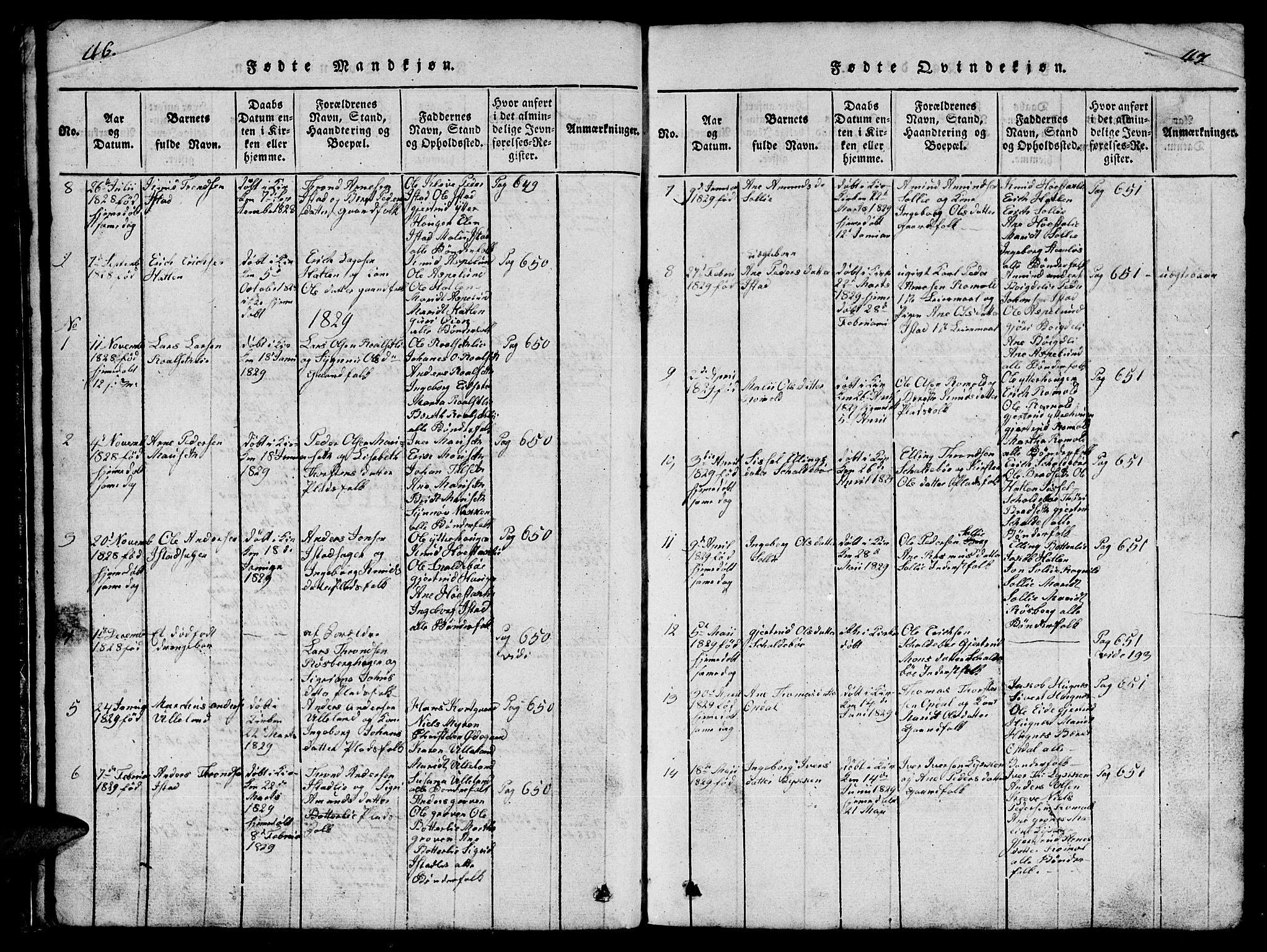 Ministerialprotokoller, klokkerbøker og fødselsregistre - Møre og Romsdal, AV/SAT-A-1454/557/L0683: Klokkerbok nr. 557C01, 1818-1862, s. 46-47